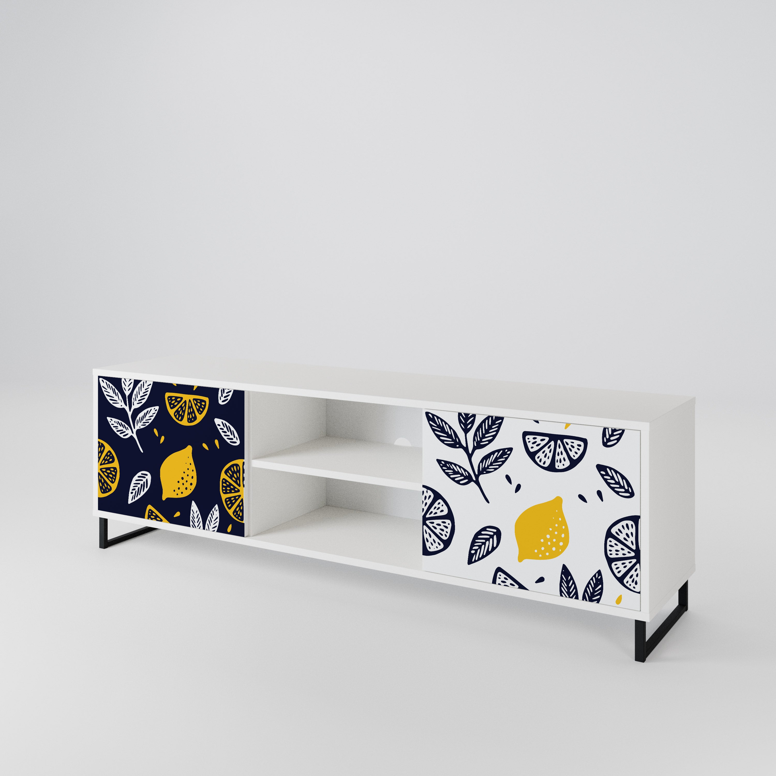 CITRUS BLACK AND WHITE Mueble de TV de 2 Puertas