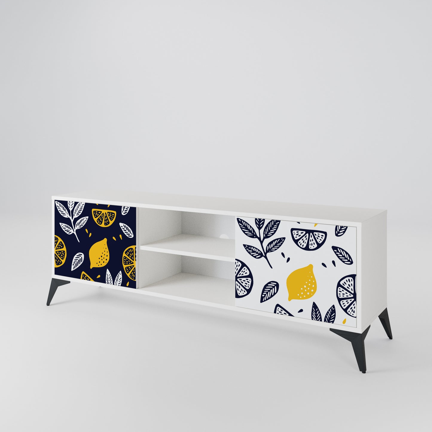 CITRUS BLACK AND WHITE Mueble de TV de 2 Puertas