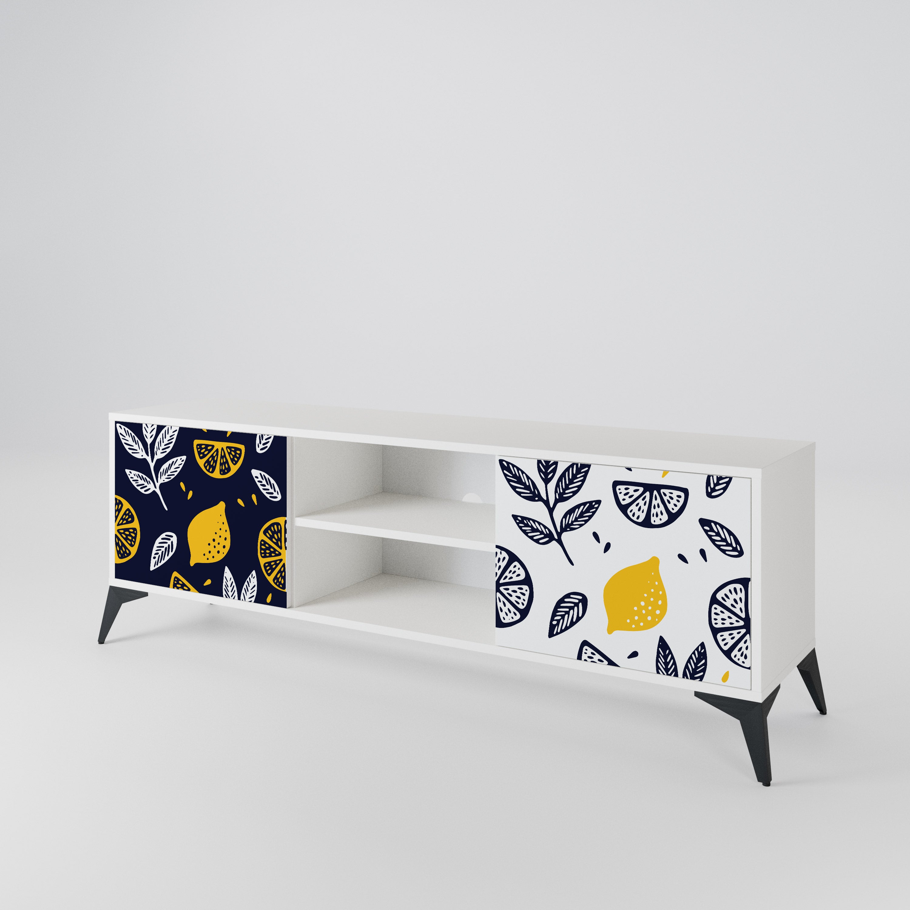 CITRUS BLACK AND WHITE Mueble de TV de 2 Puertas