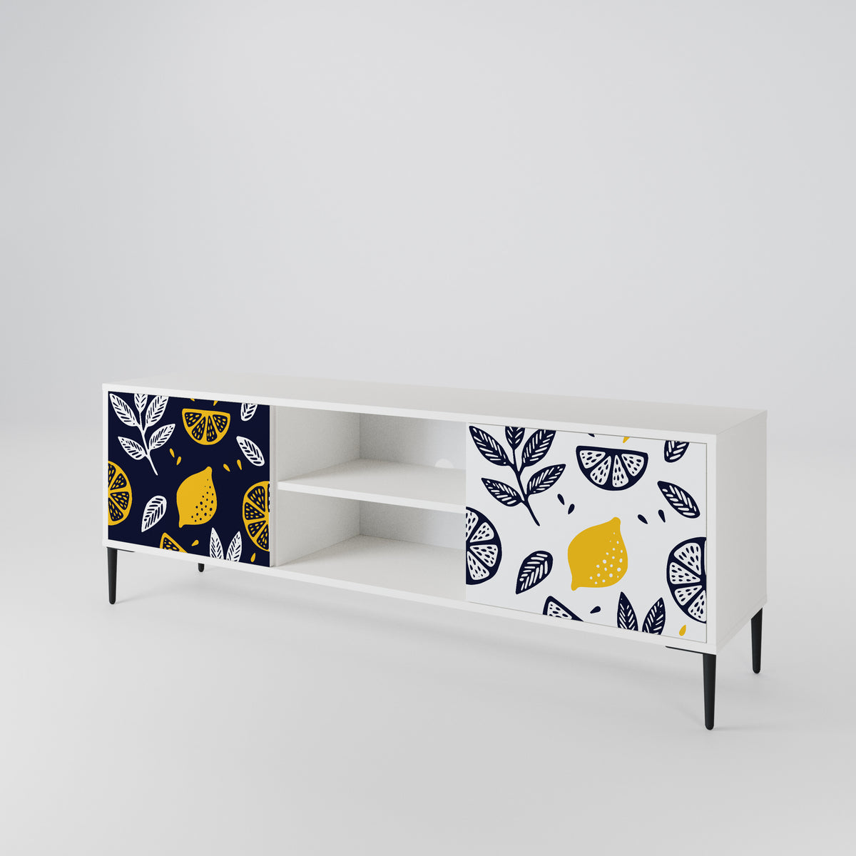 CITRUS BLACK AND WHITE Mueble de TV de 2 Puertas