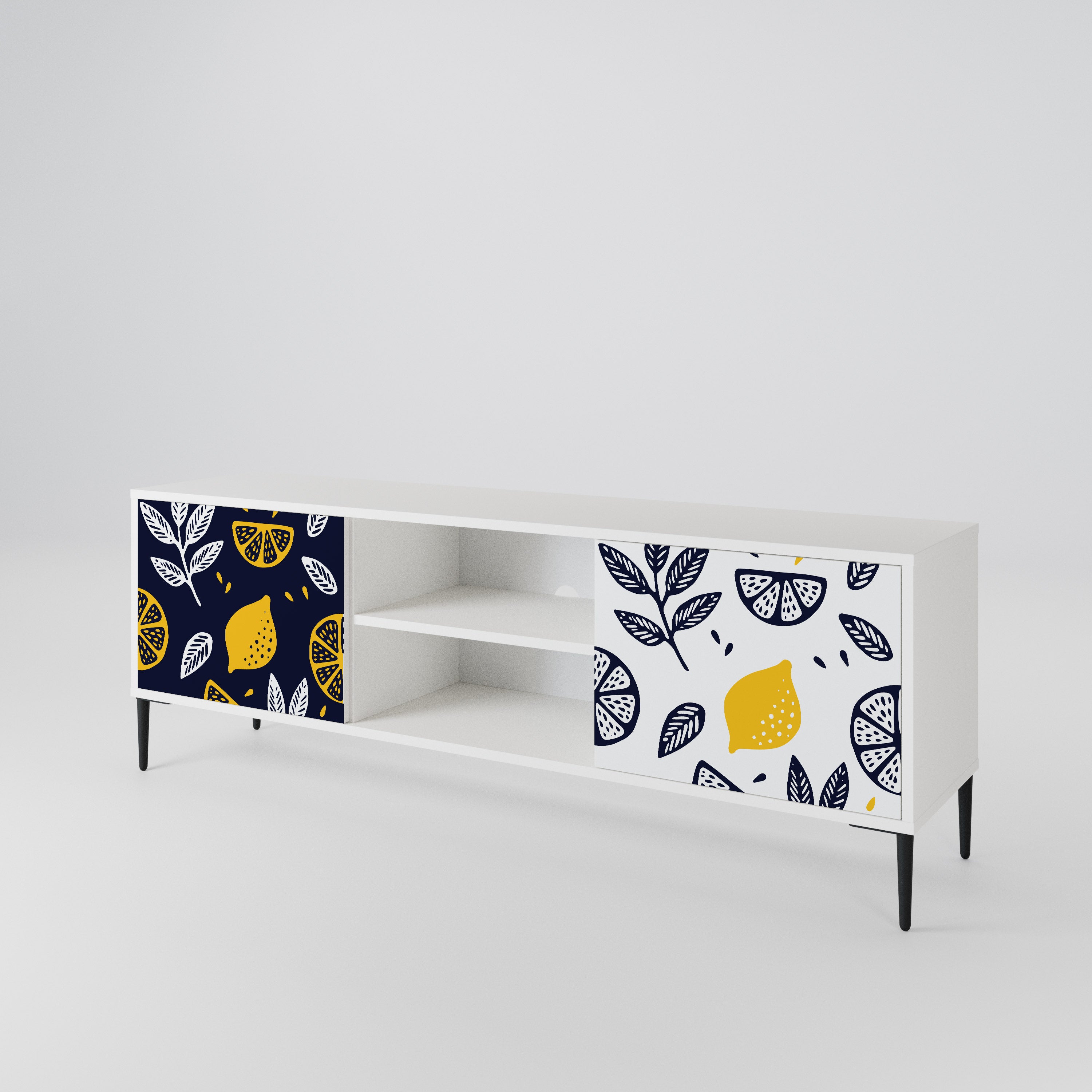 CITRUS BLACK AND WHITE Mueble de TV de 2 Puertas
