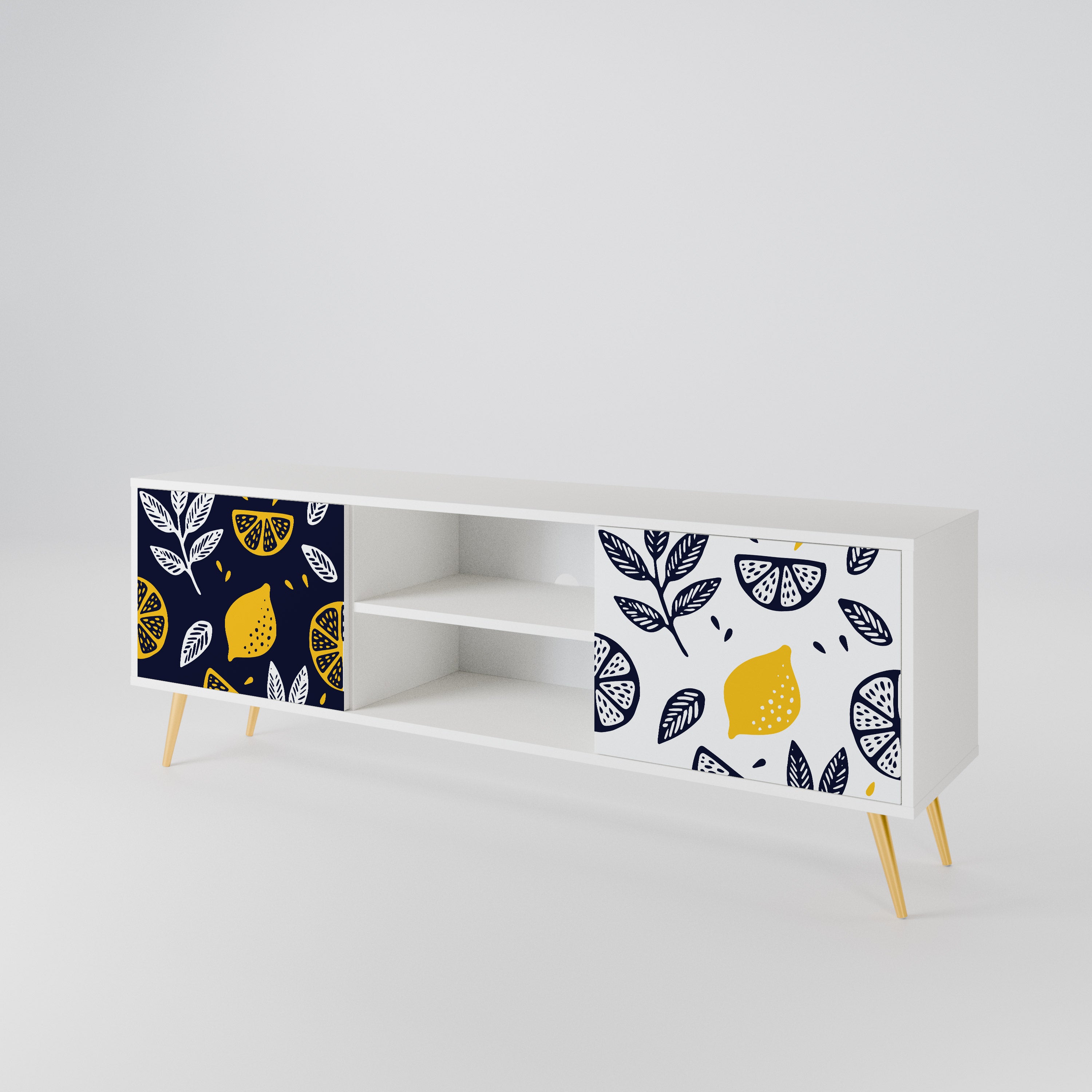 CITRUS BLACK AND WHITE Mueble de TV de 2 Puertas