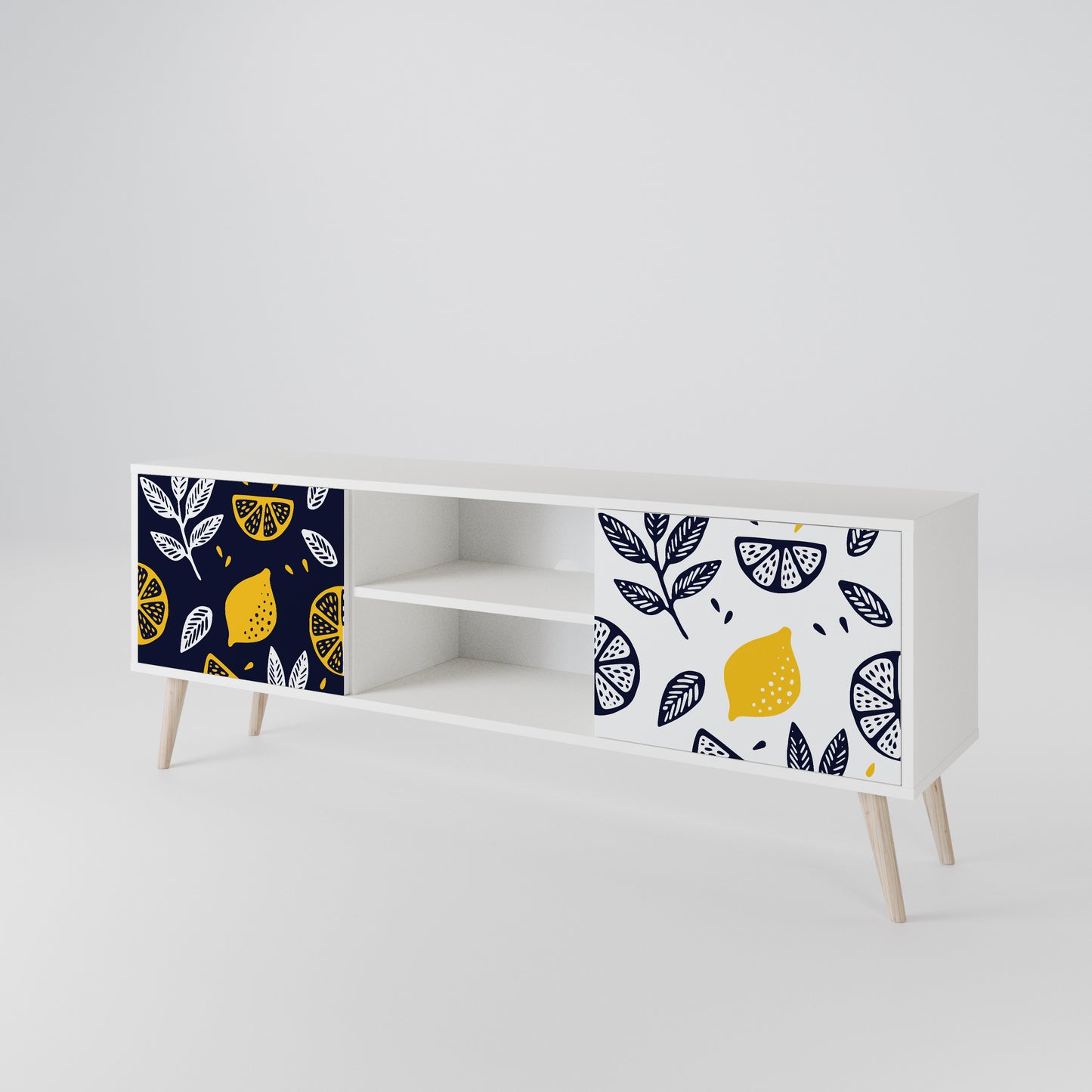 CITRUS BLACK AND WHITE Mueble de TV de 2 Puertas