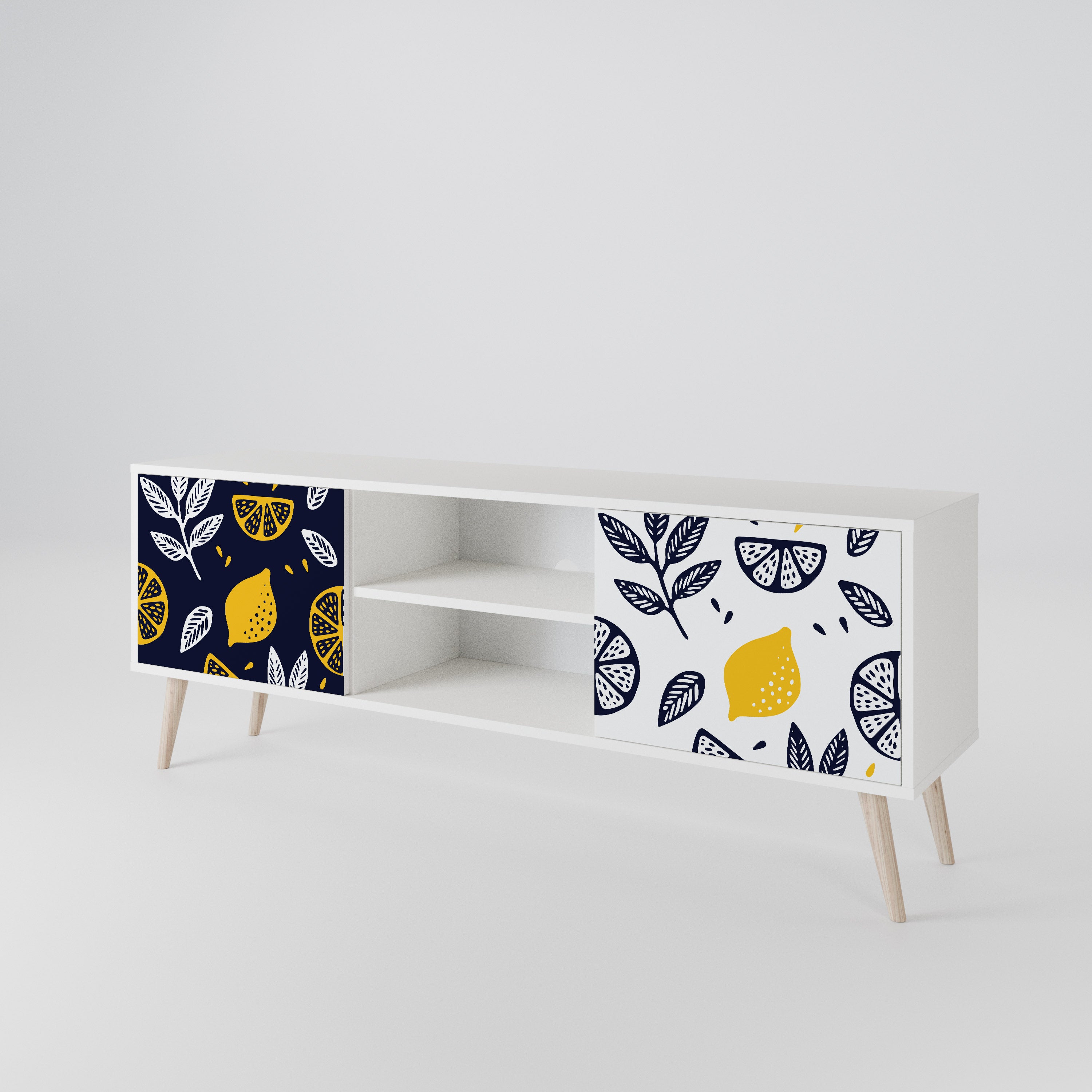 CITRUS BLACK AND WHITE Mueble de TV de 2 Puertas