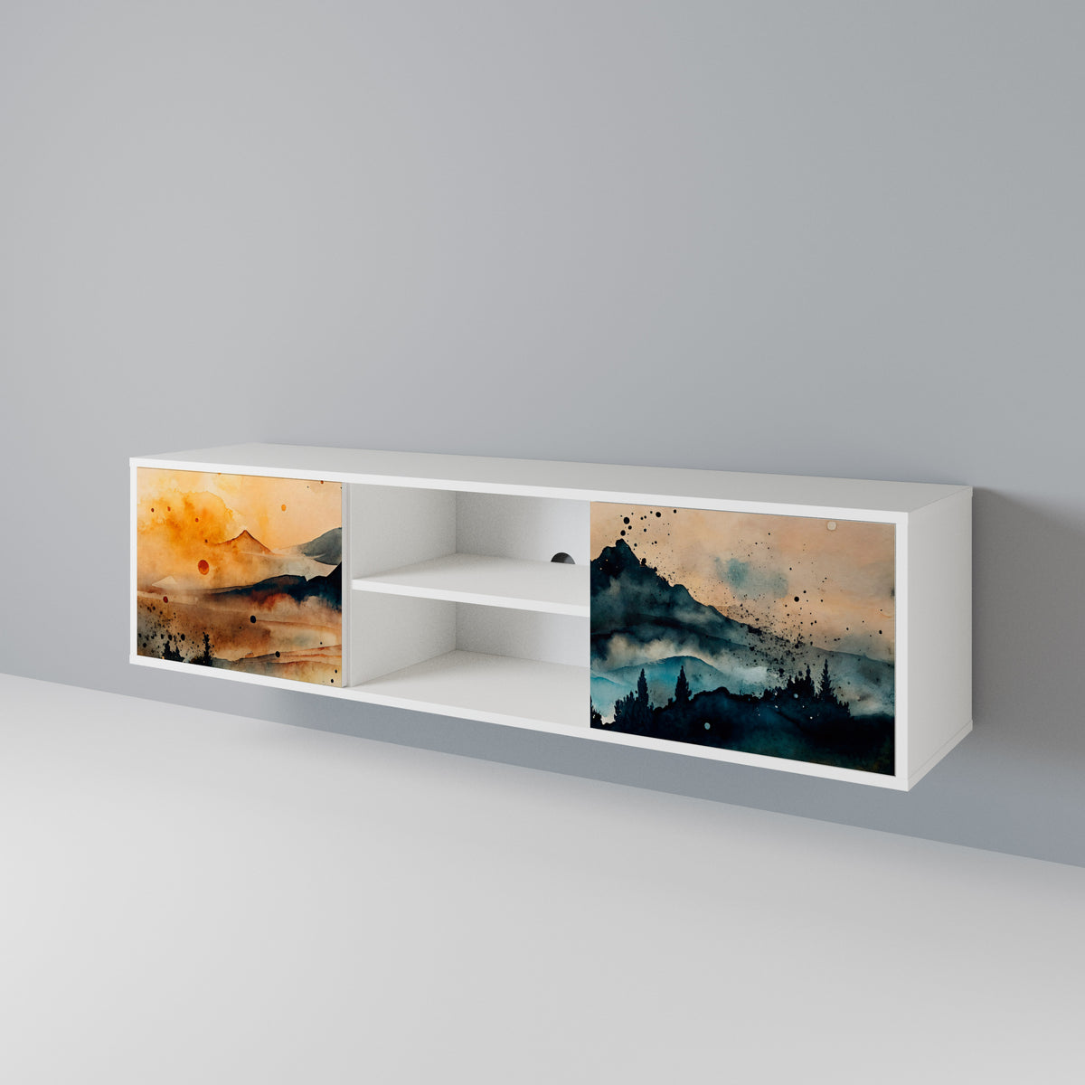 OMINOUS MOUNTAINS Mueble de TV de 2 Puertas