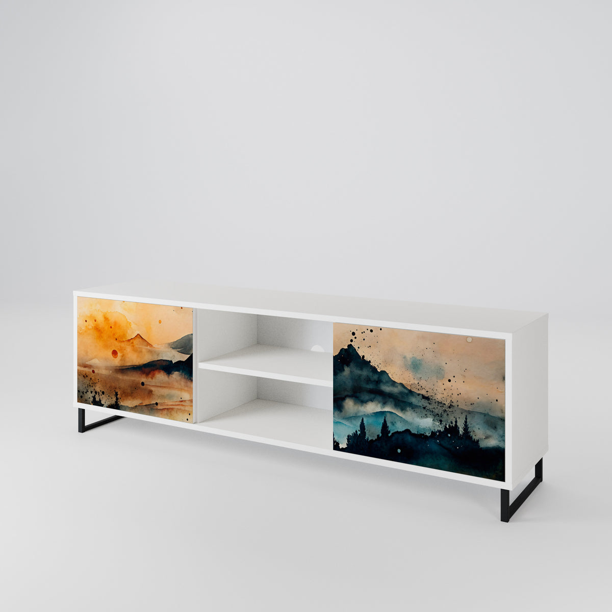 OMINOUS MOUNTAINS Mueble de TV de 2 Puertas