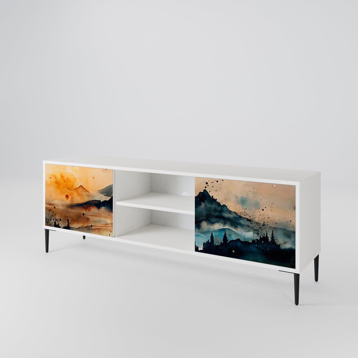 OMINOUS MOUNTAINS Mueble de TV de 2 Puertas