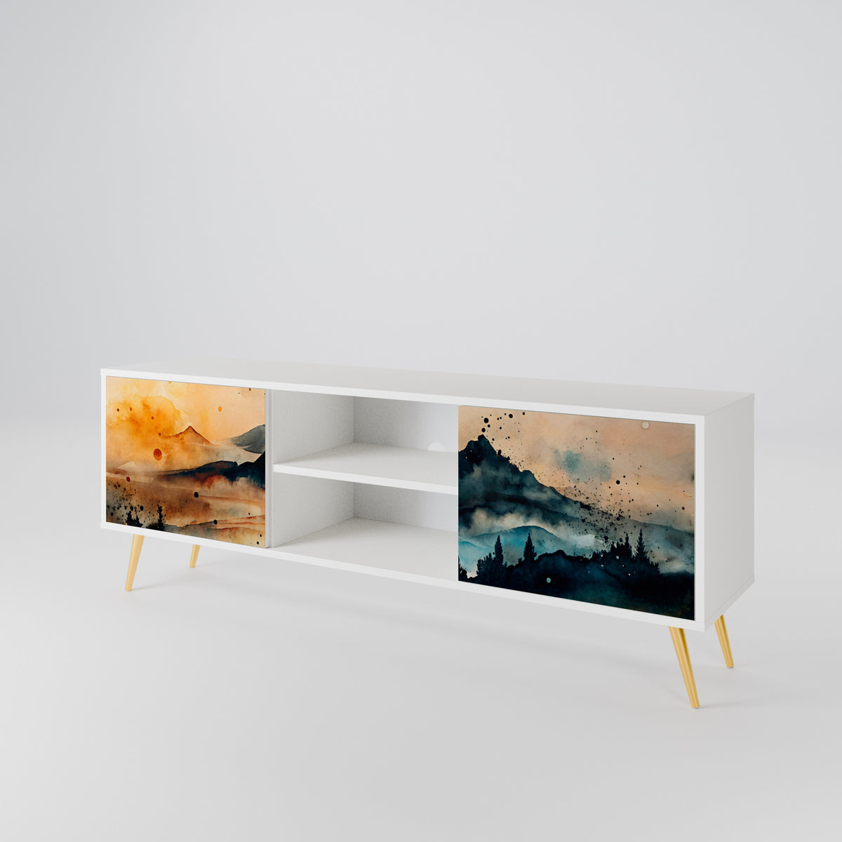 OMINOUS MOUNTAINS Mueble de TV de 2 Puertas