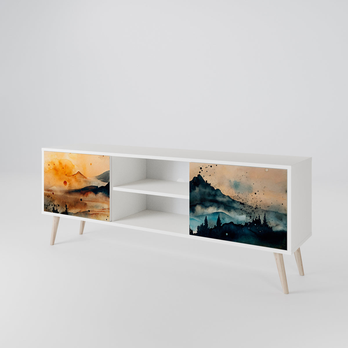 OMINOUS MOUNTAINS Mueble de TV de 2 Puertas
