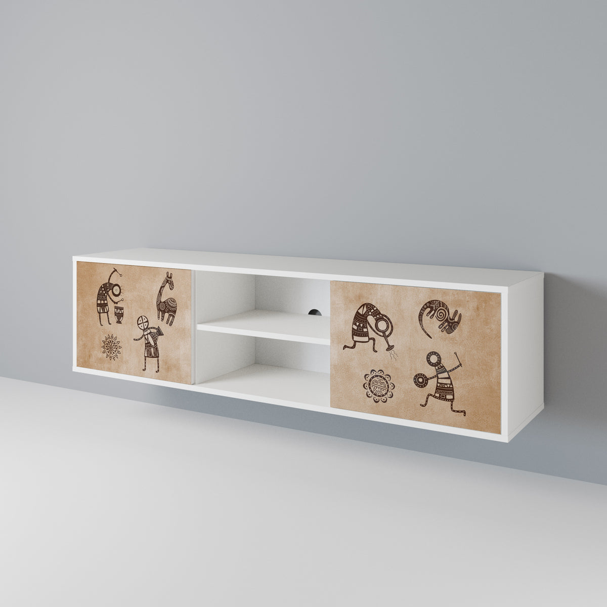 AFRICAN STYLE Mueble de TV de 2 Puertas