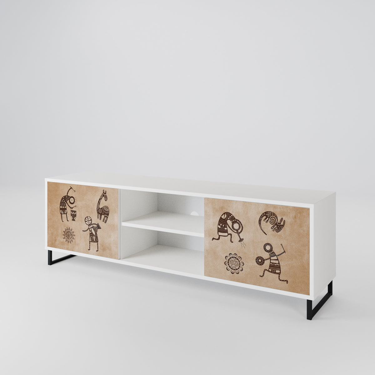 AFRICAN STYLE Mueble de TV de 2 Puertas