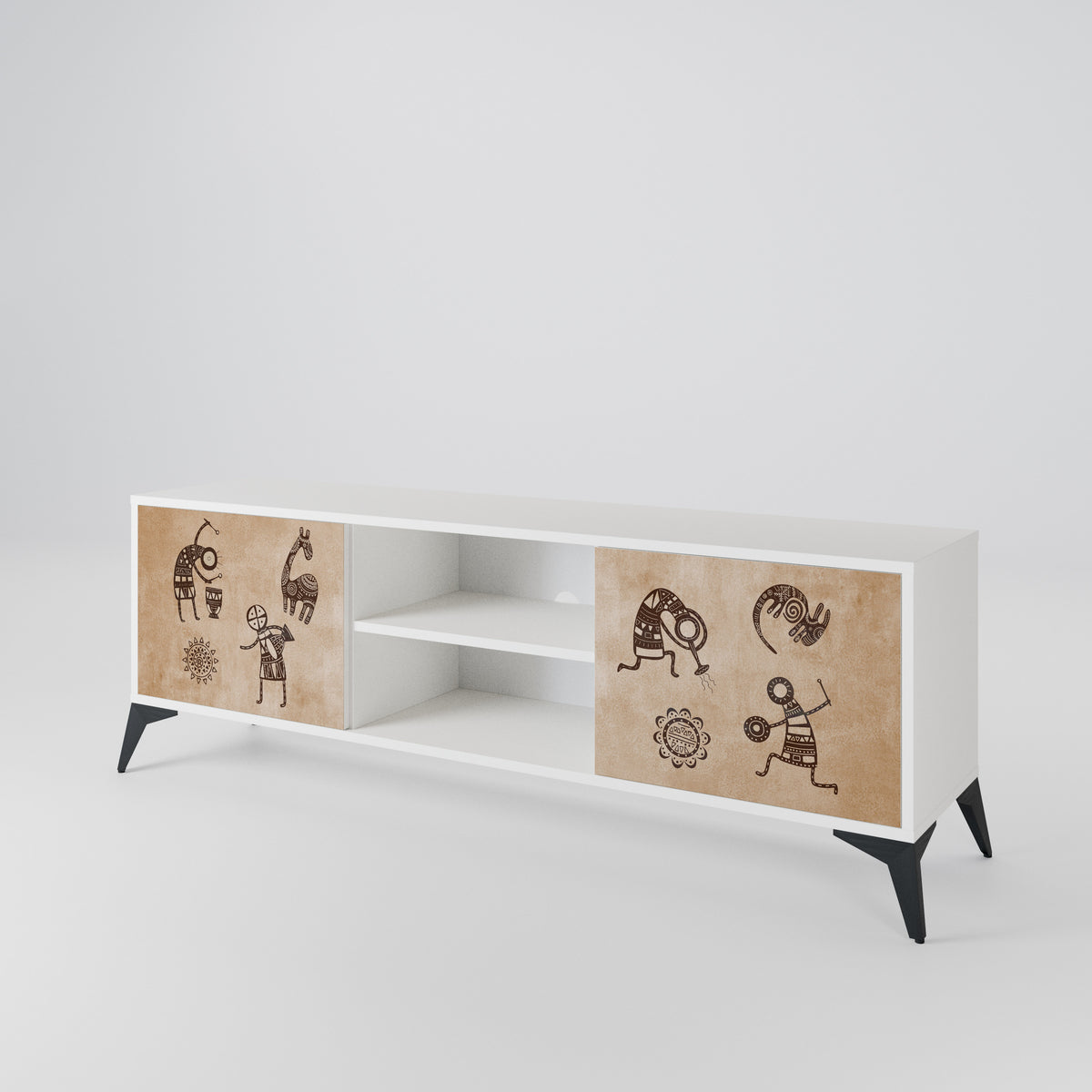 AFRICAN STYLE Mueble de TV de 2 Puertas