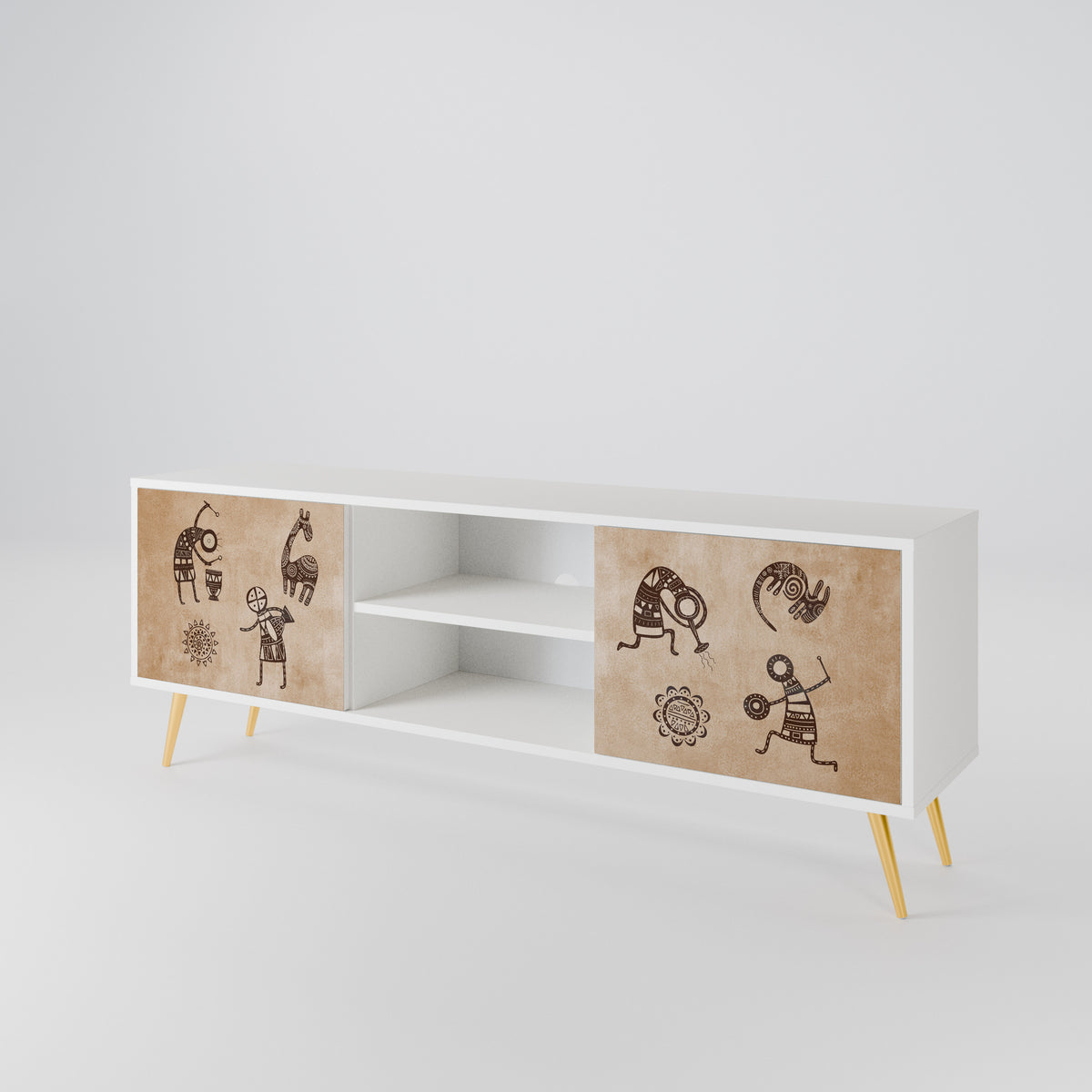 AFRICAN STYLE Mueble de TV de 2 Puertas