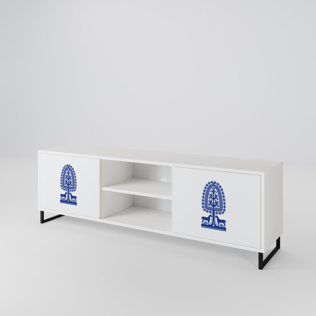 POLISH FOLK ART Mueble de TV de 2 Puertas