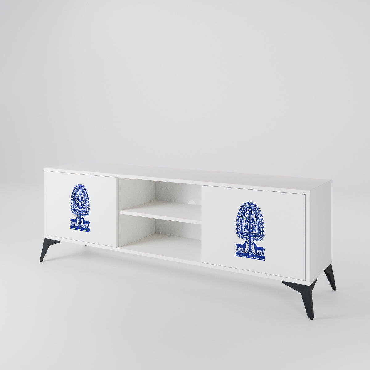 POLISH FOLK ART Mueble de TV de 2 Puertas
