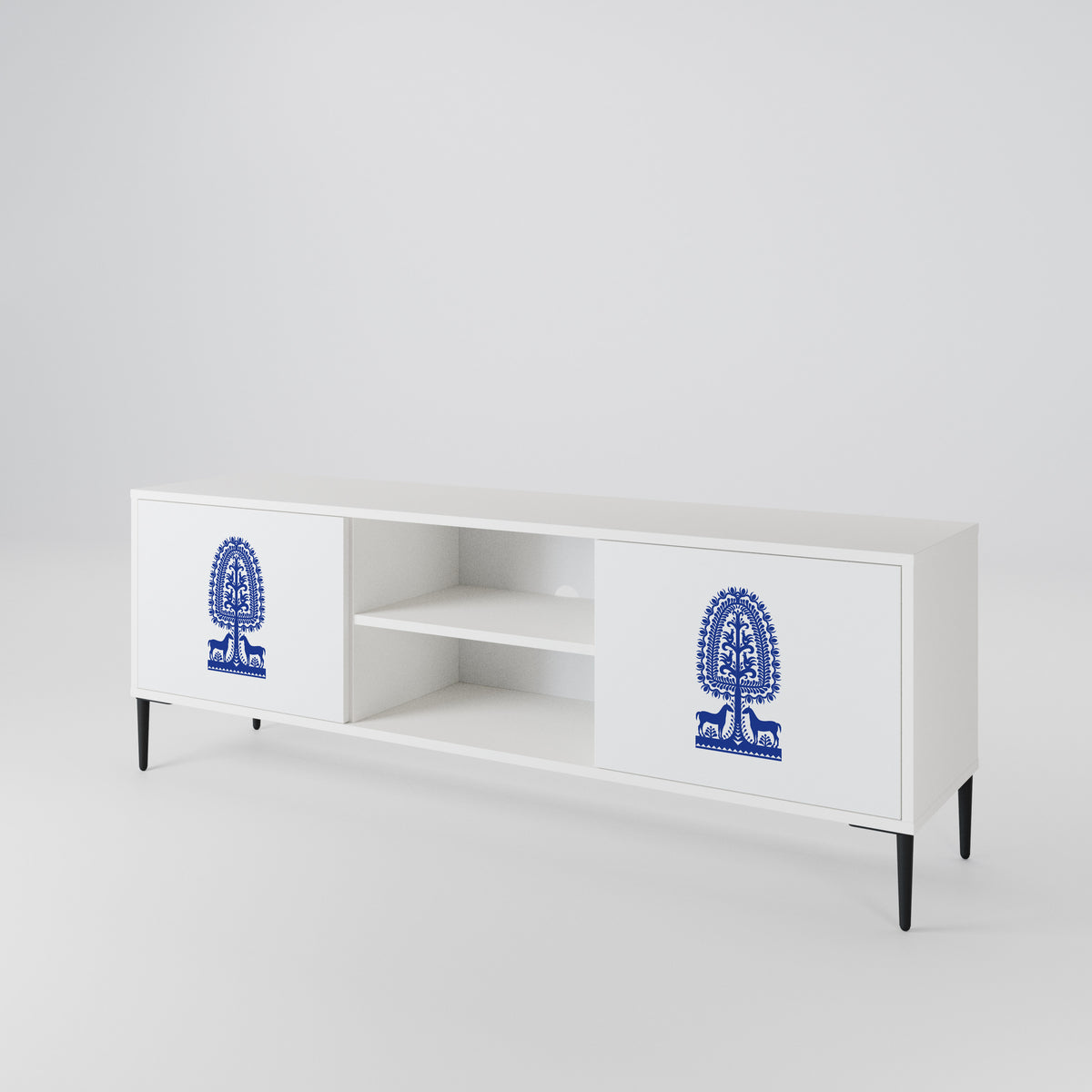 POLISH FOLK ART Mueble de TV de 2 Puertas