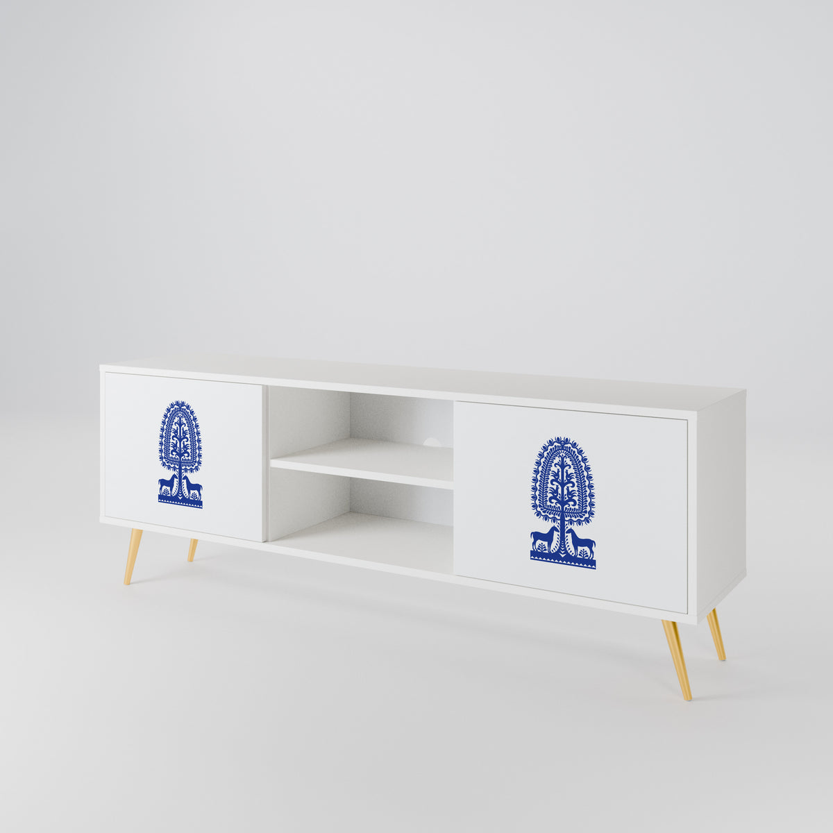 POLISH FOLK ART Mueble de TV de 2 Puertas