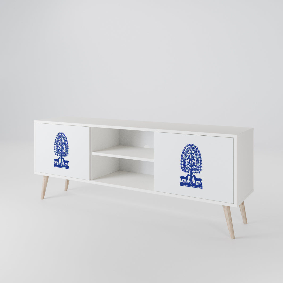 POLISH FOLK ART Mueble de TV de 2 Puertas