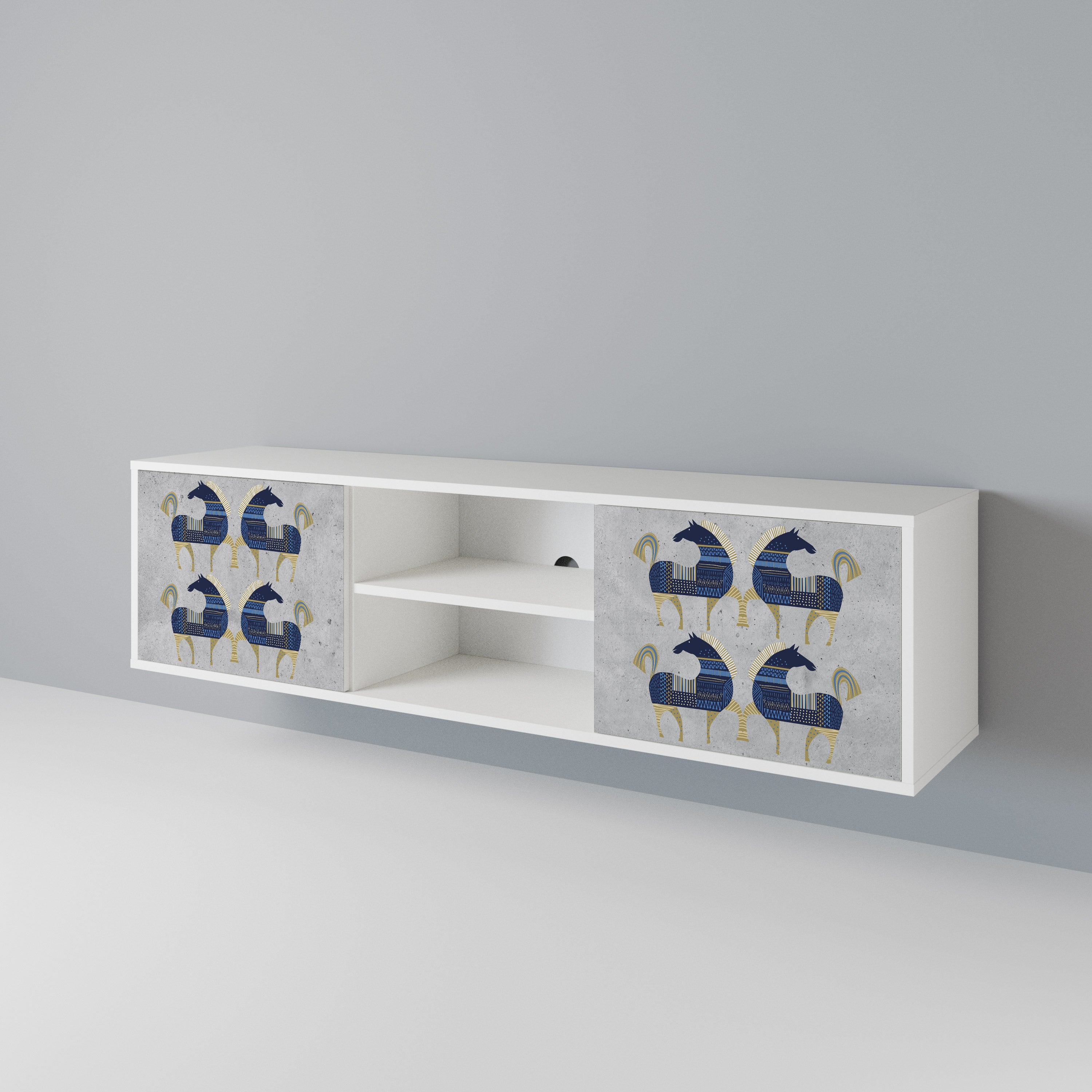 MAJESTIC STEED Mueble de TV de 2 Puertas