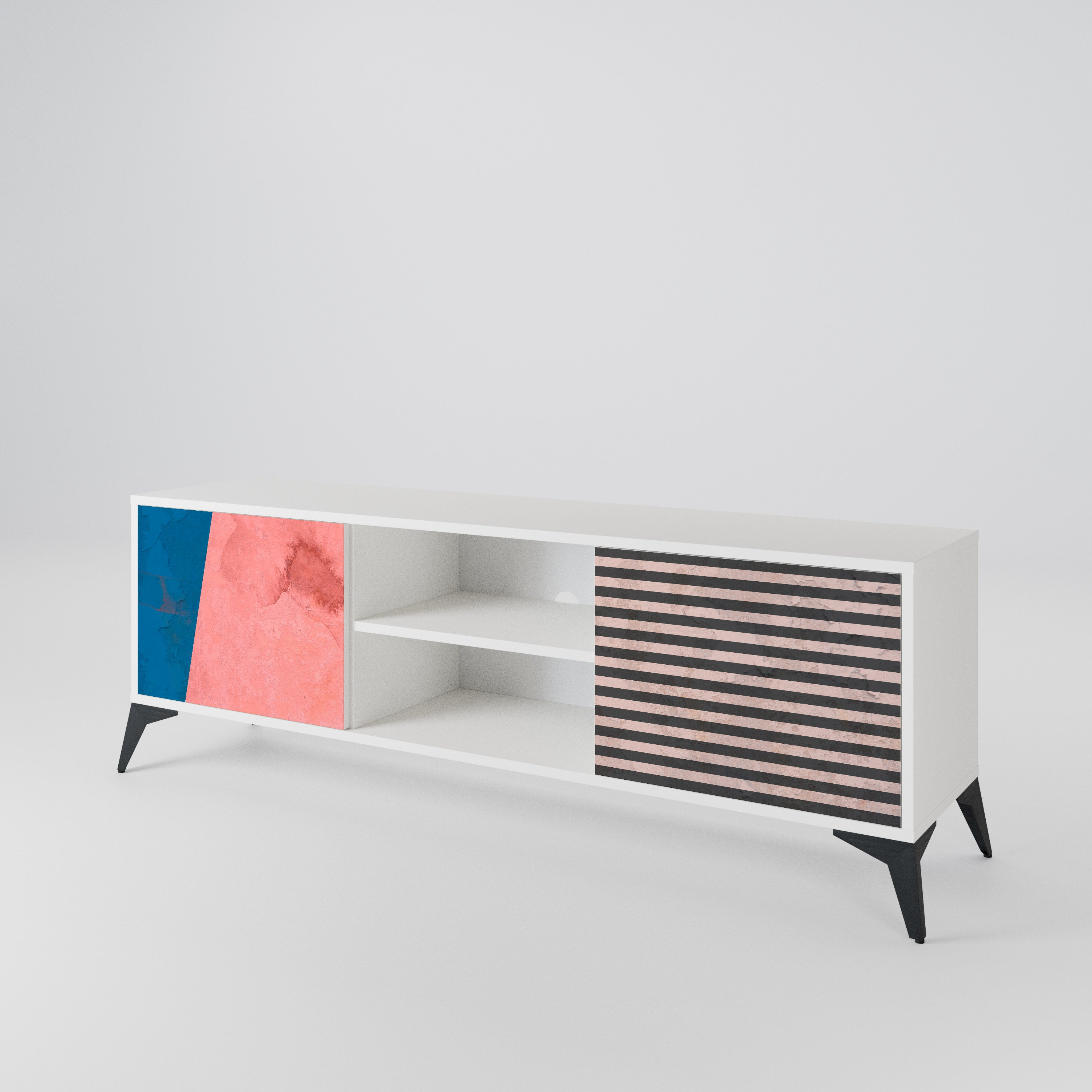 GLAMOROUS STRIPE Mueble de TV de 2 Puertas