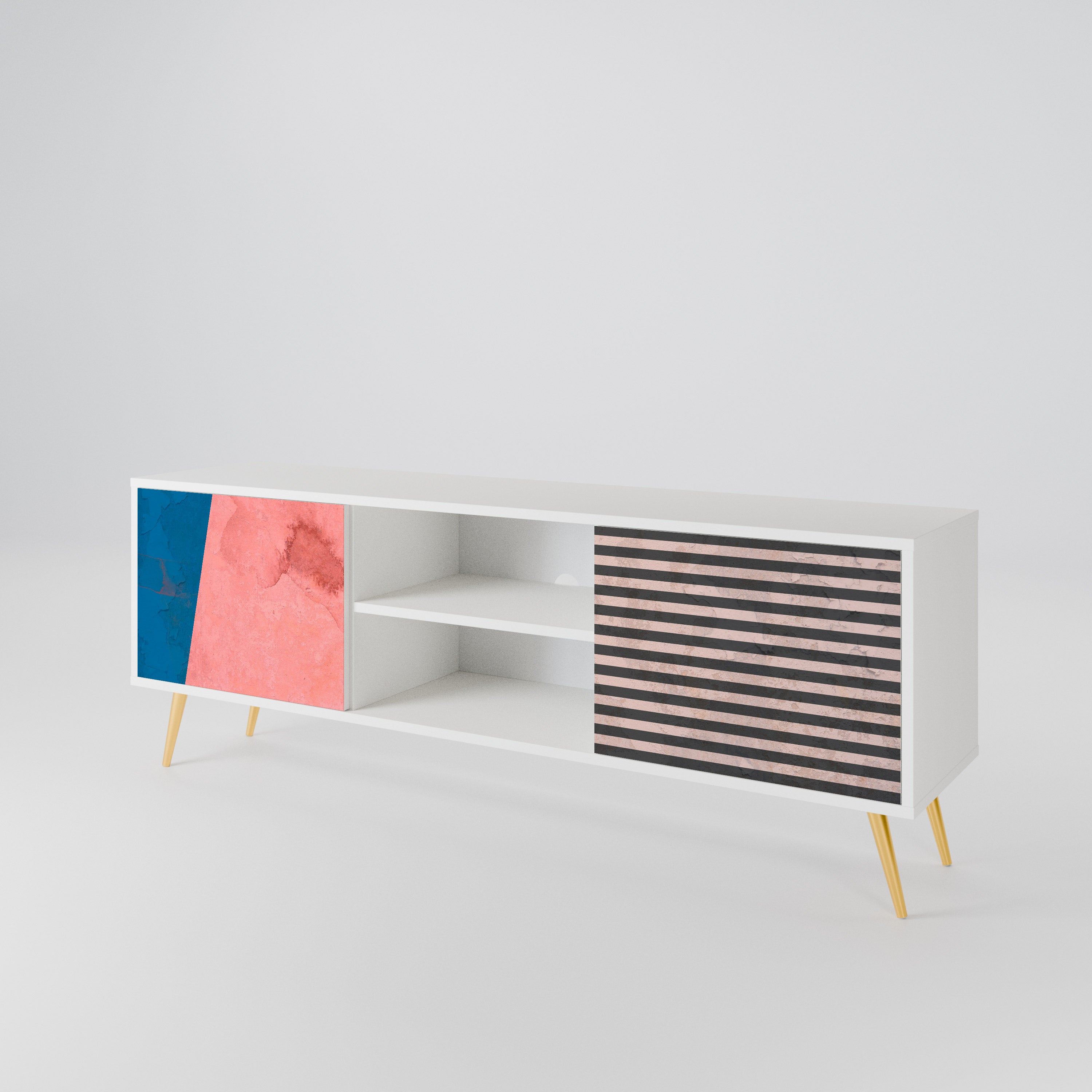 GLAMOROUS STRIPE Mueble de TV de 2 Puertas
