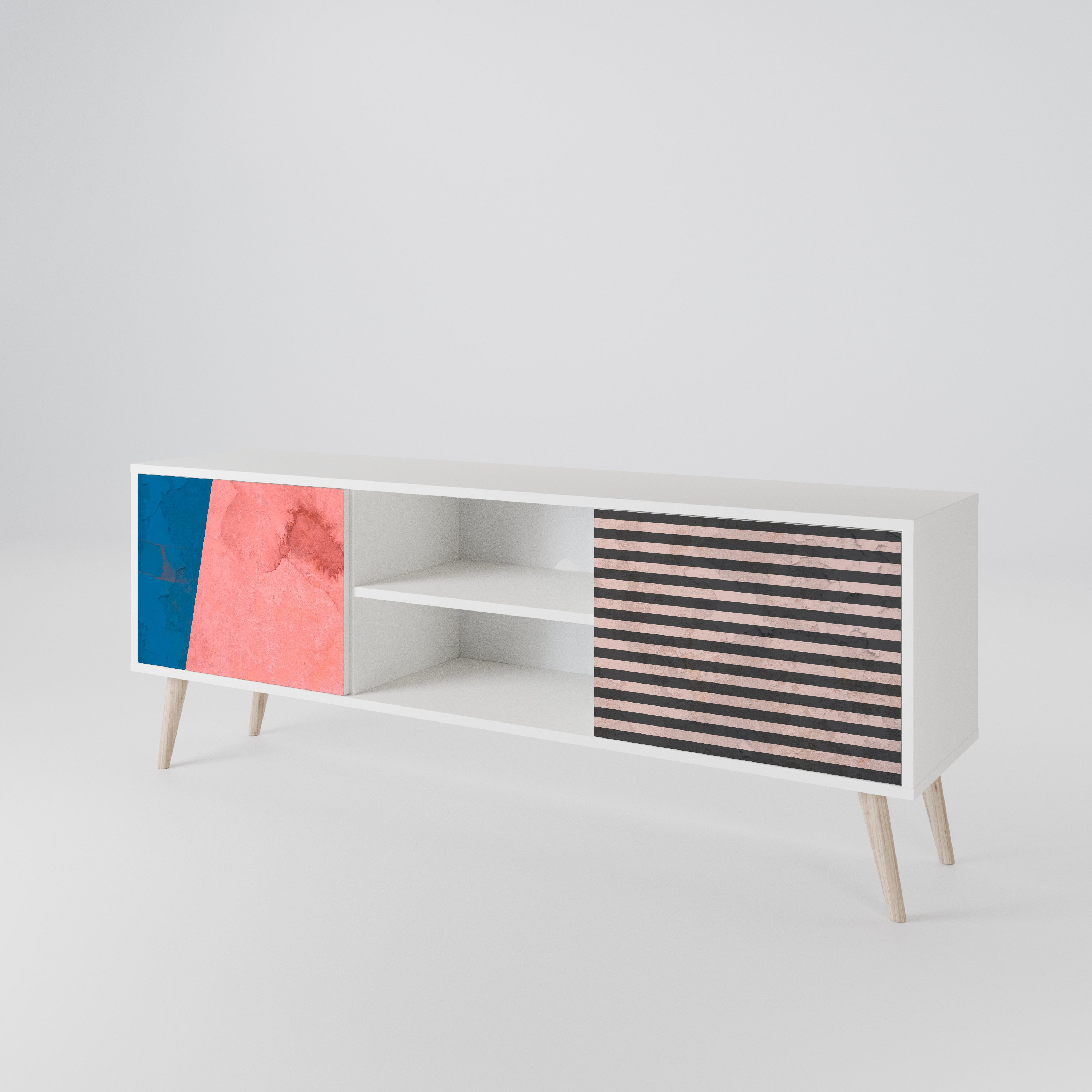 GLAMOROUS STRIPE Mueble de TV de 2 Puertas