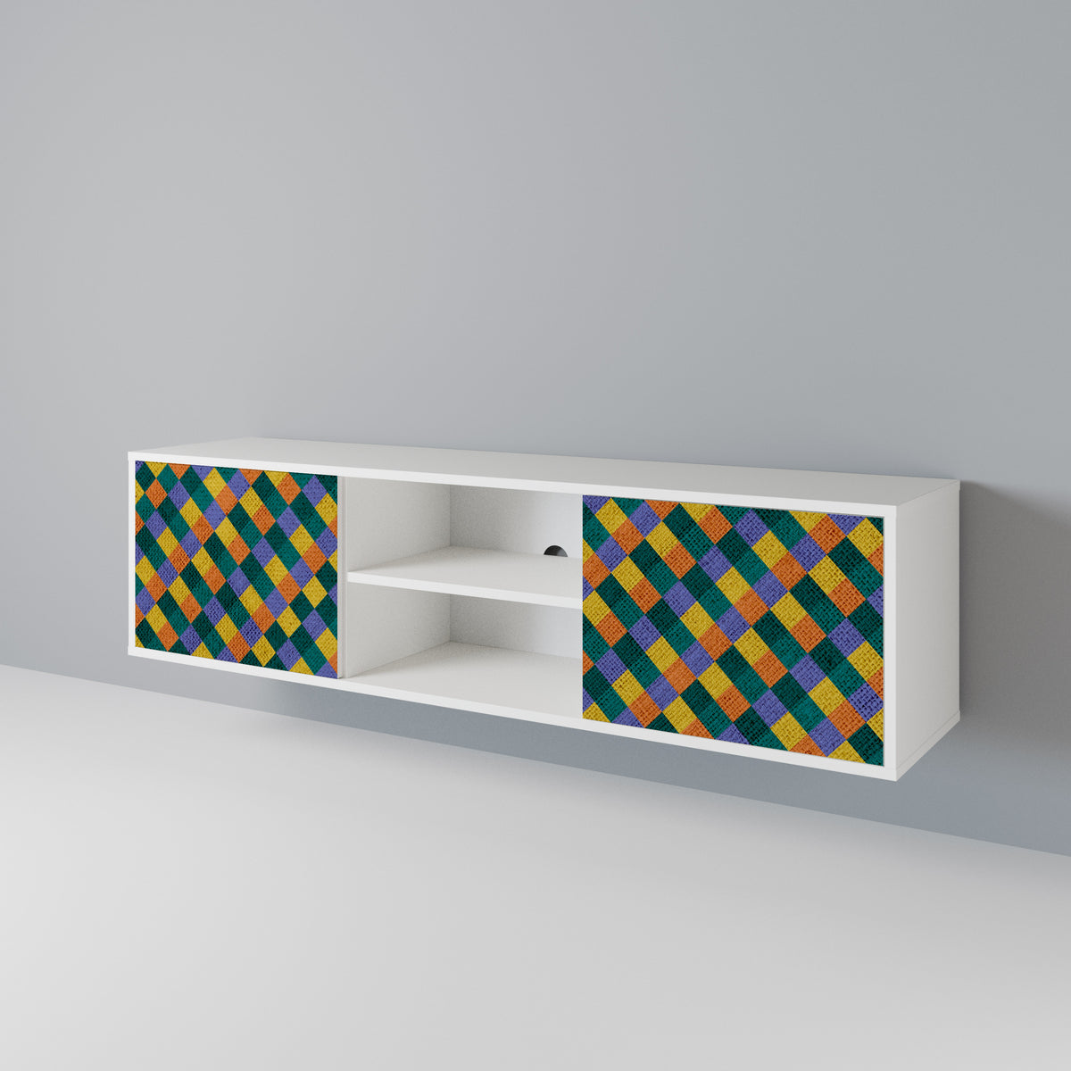 PAINTED SQUARES MIX Mueble de TV de 2 Puertas