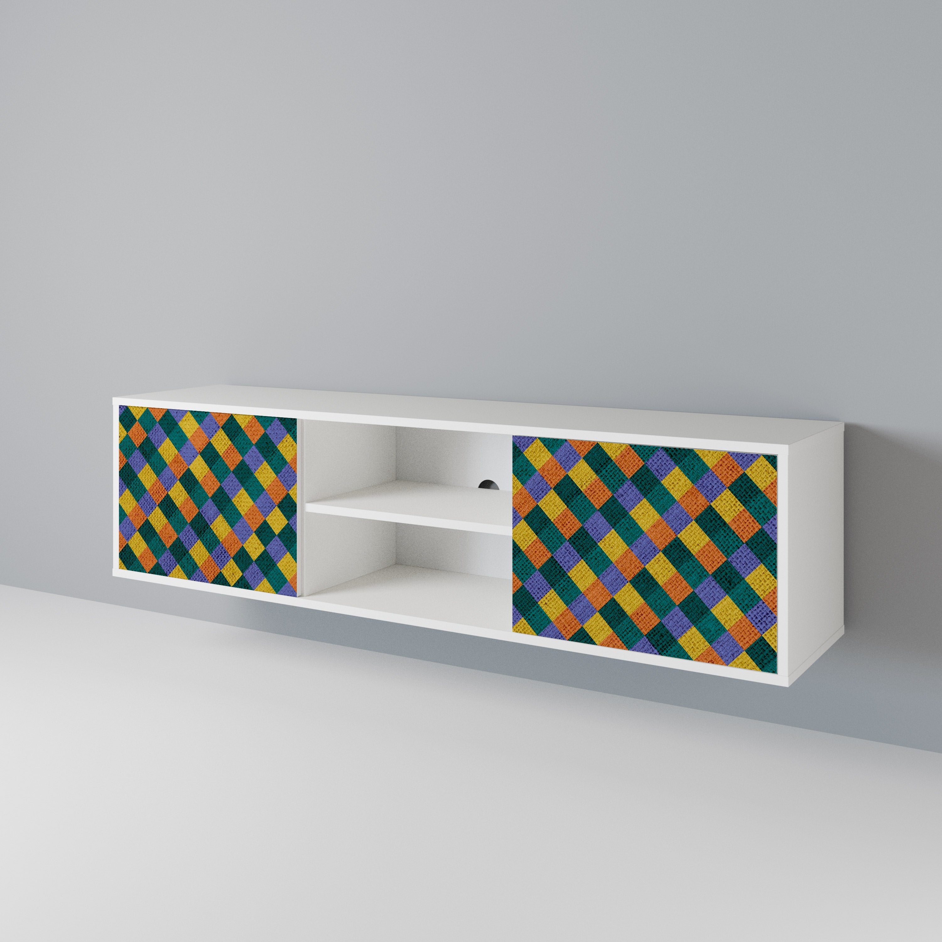 PAINTED SQUARES MIX Mueble de TV de 2 Puertas