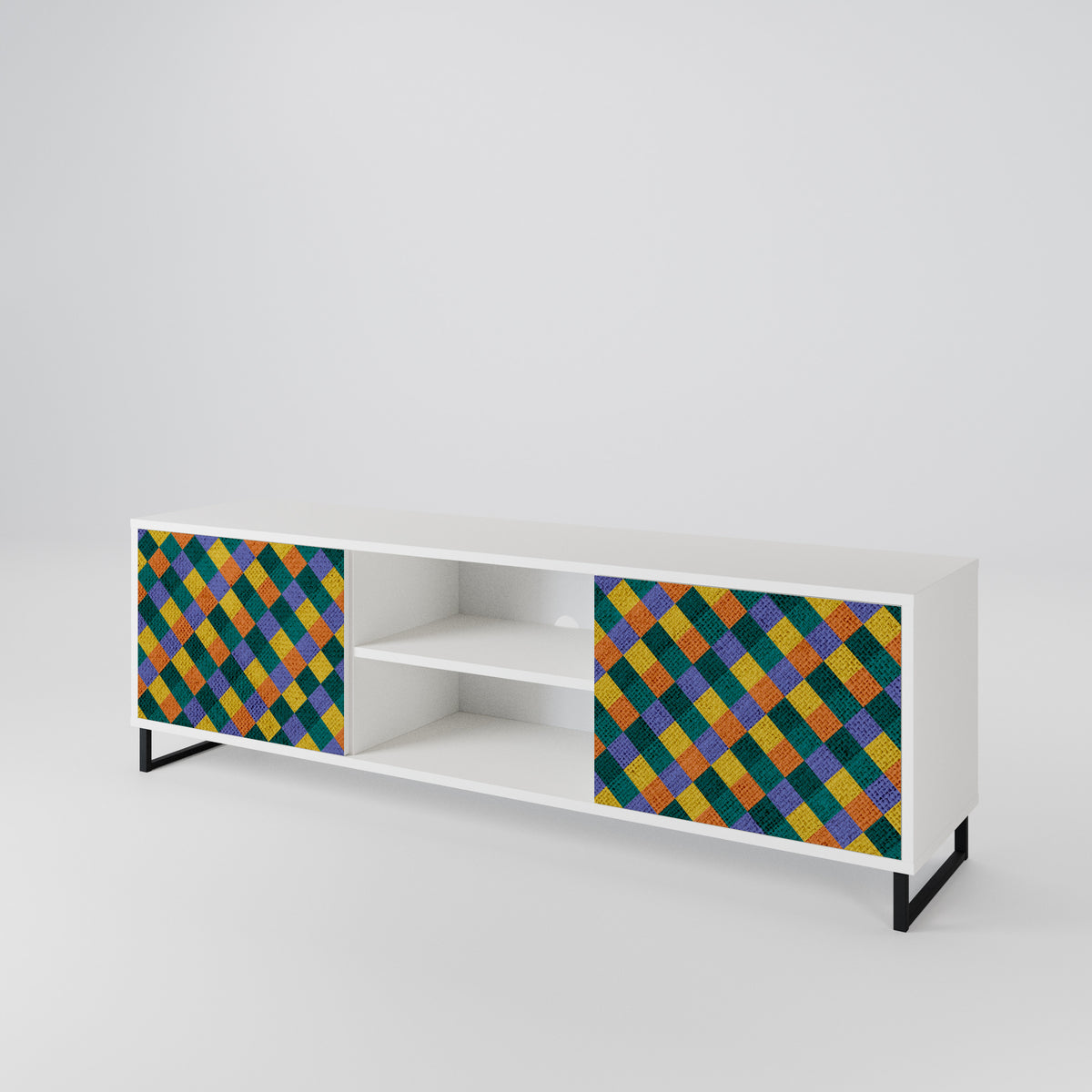 PAINTED SQUARES MIX Mueble de TV de 2 Puertas
