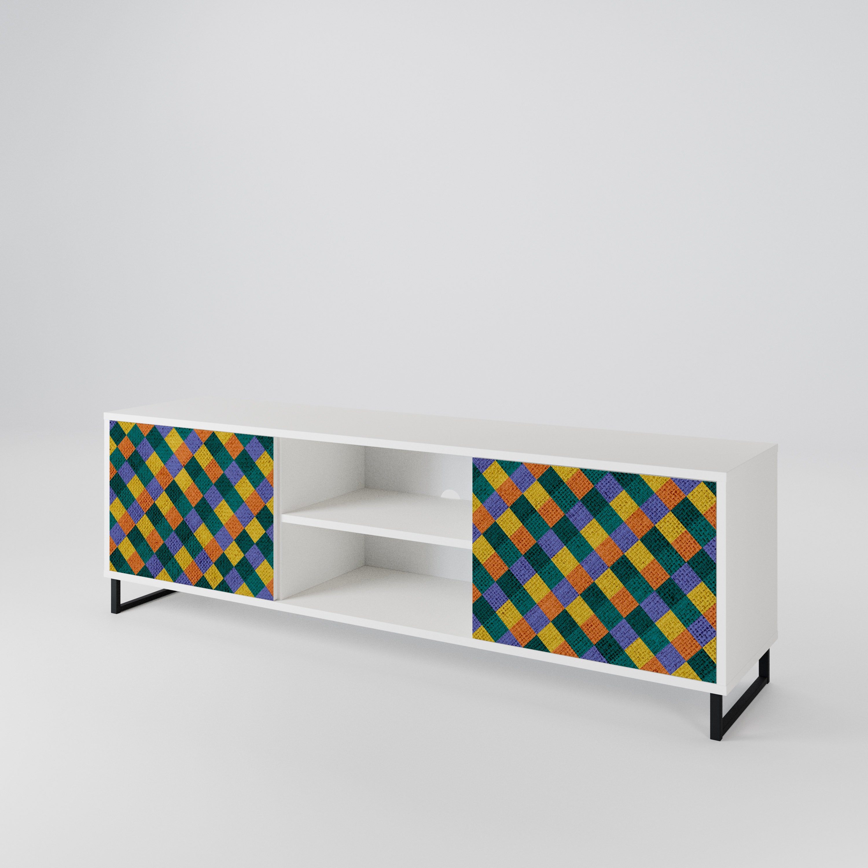 PAINTED SQUARES MIX Mueble de TV de 2 Puertas