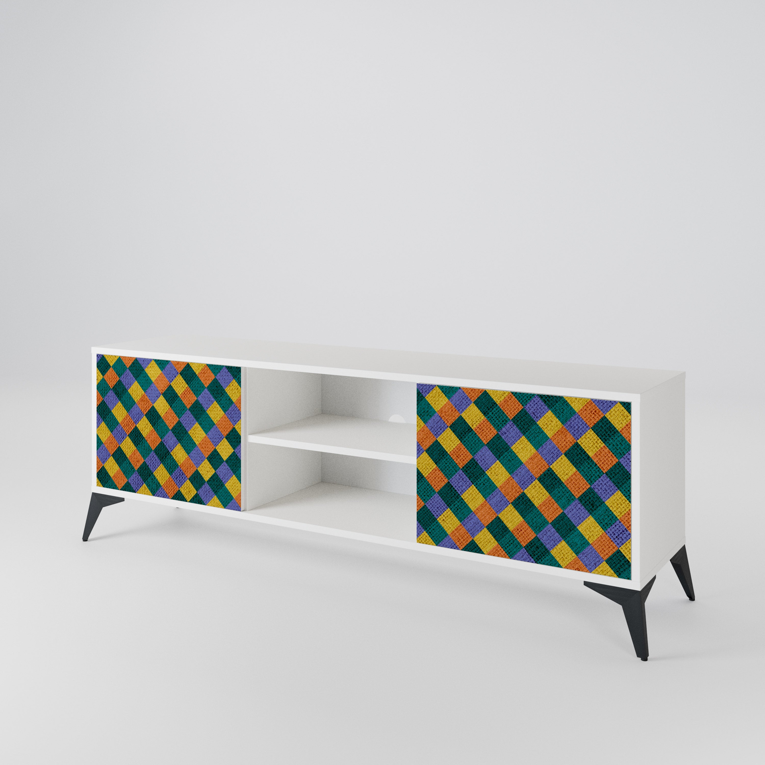 PAINTED SQUARES MIX Mueble de TV de 2 Puertas