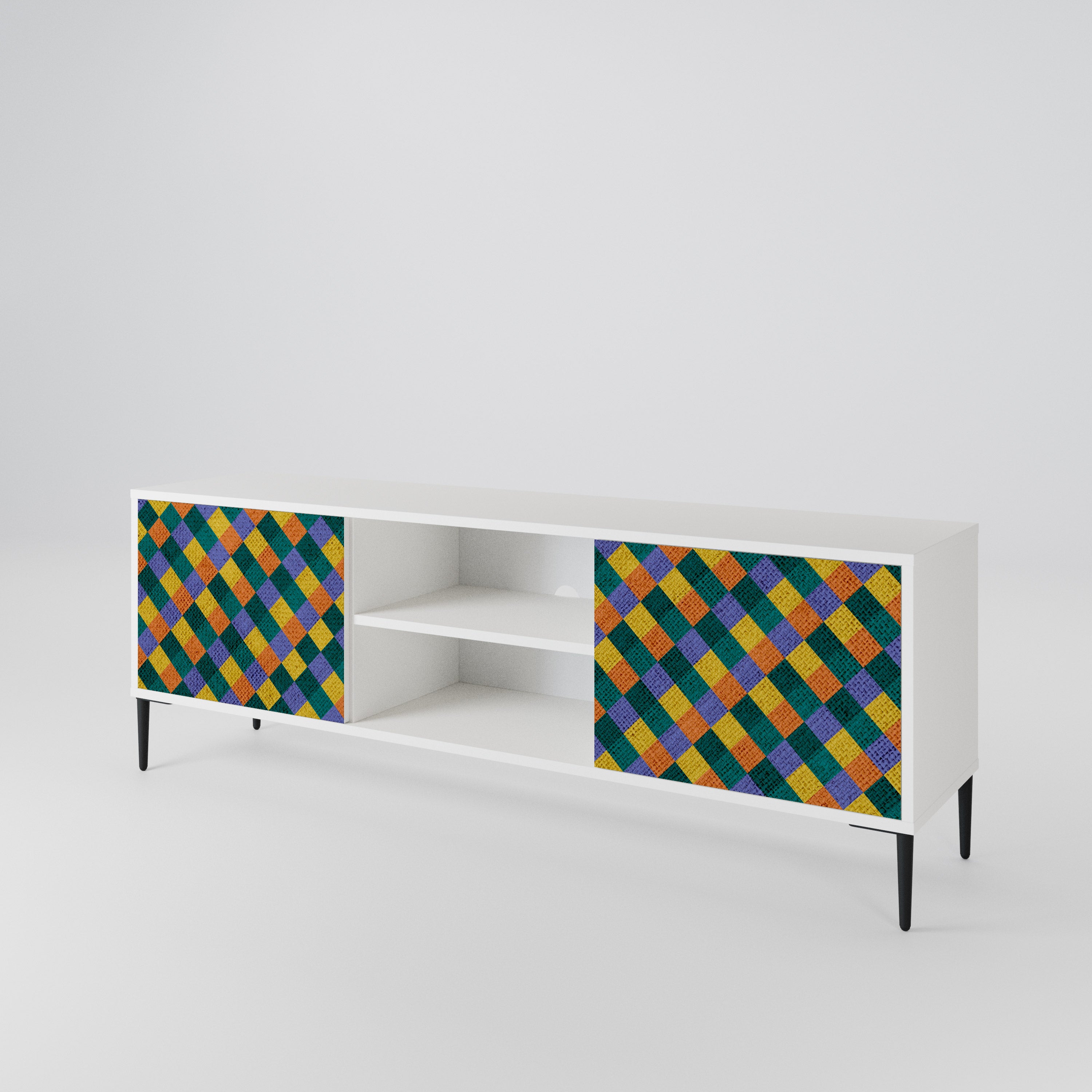 PAINTED SQUARES MIX Mueble de TV de 2 Puertas