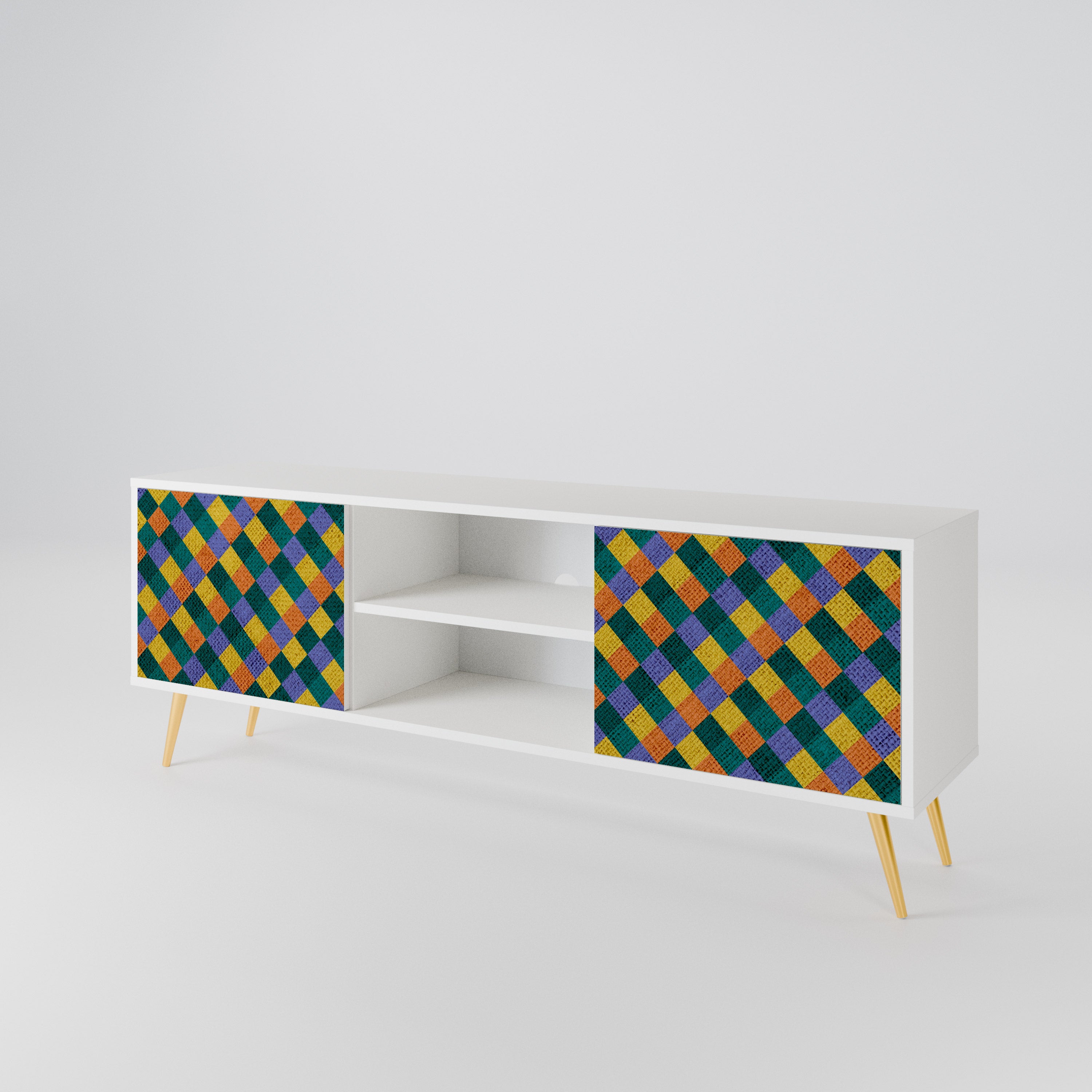 PAINTED SQUARES MIX Mueble de TV de 2 Puertas