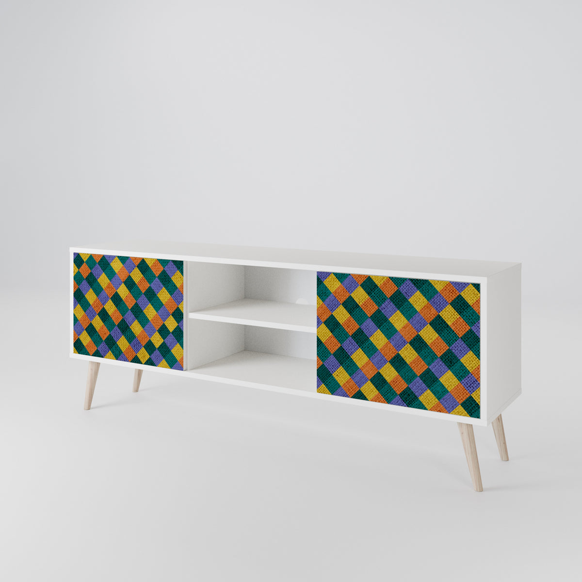 PAINTED SQUARES MIX Mueble de TV de 2 Puertas