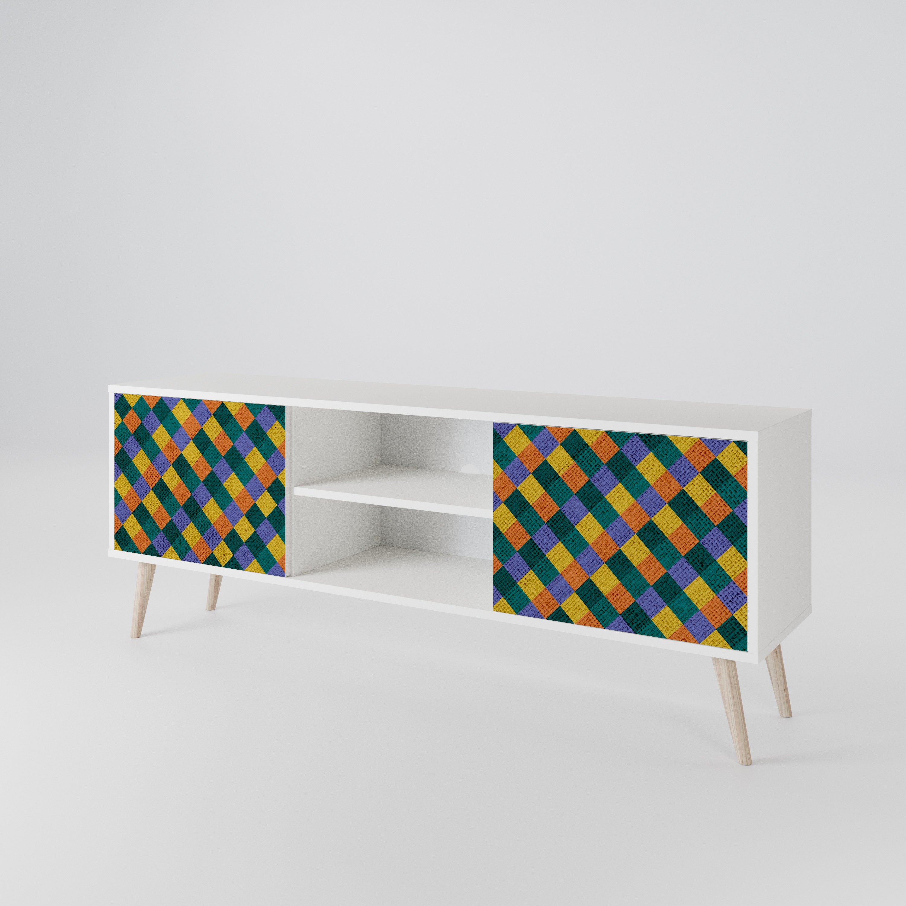 PAINTED SQUARES MIX Mueble de TV de 2 Puertas