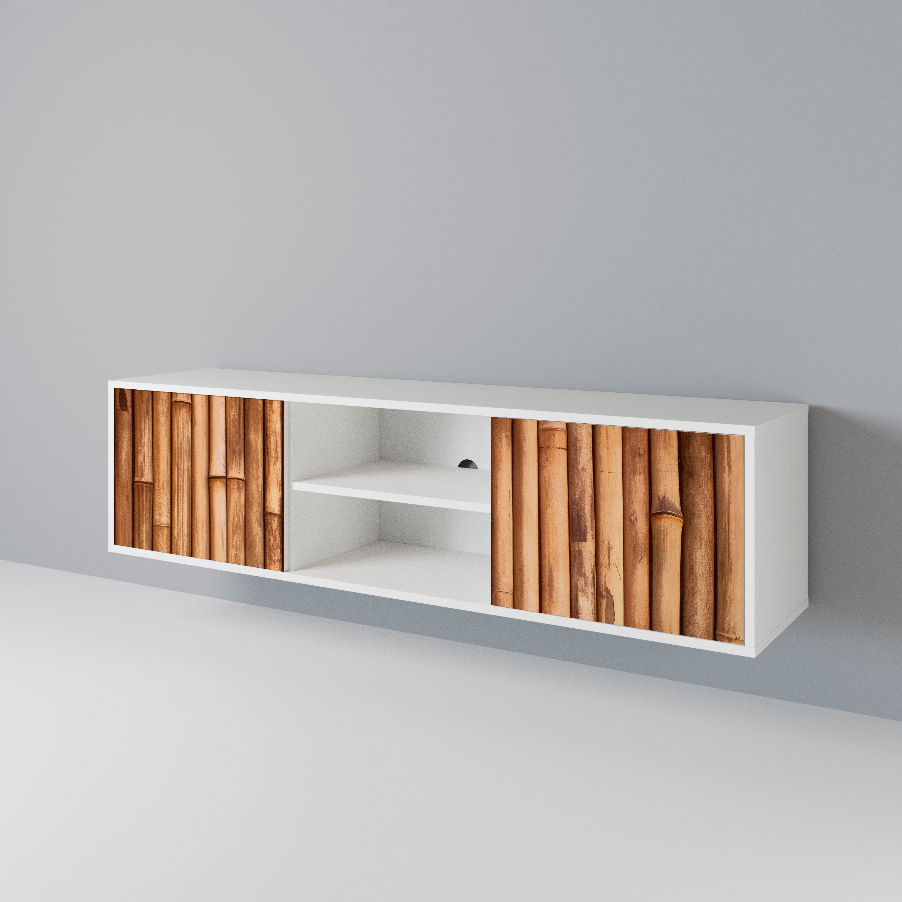 NATURAL WOOD Mueble de TV de 2 Puertas
