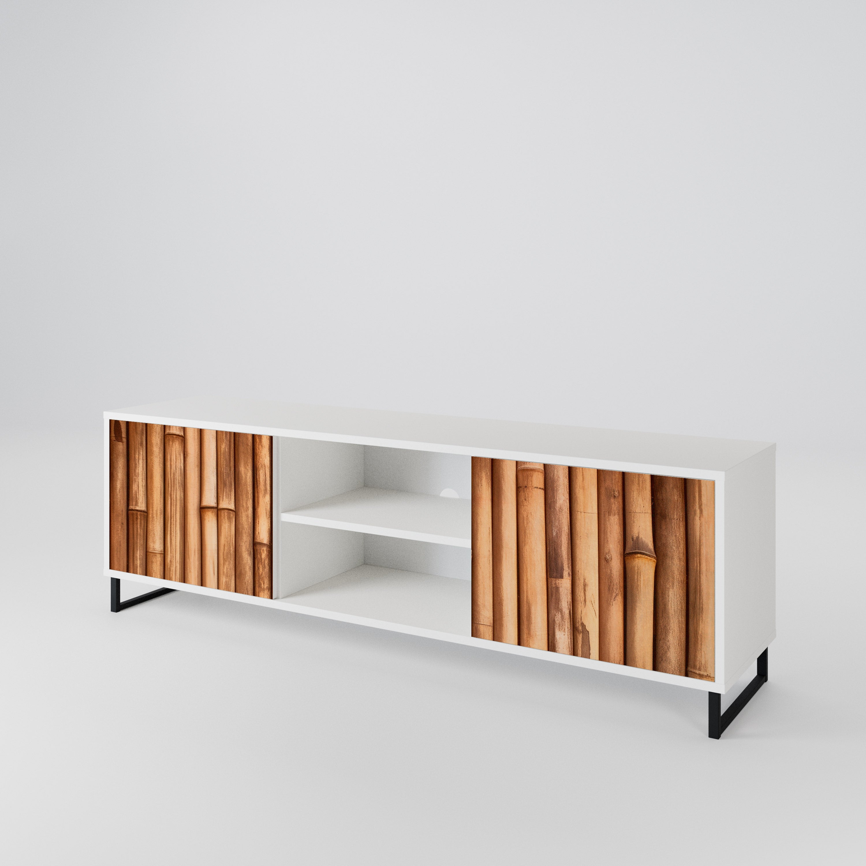 NATURAL WOOD Mueble de TV de 2 Puertas
