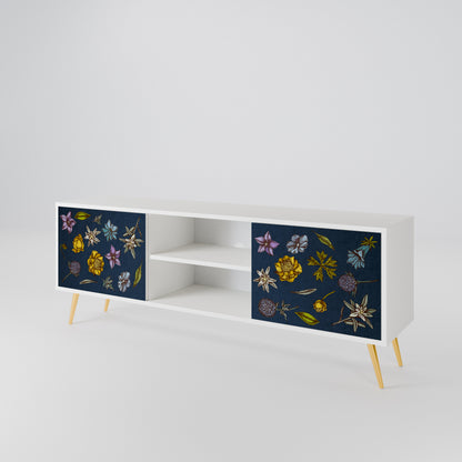 FLOWERS ON NAVY BLUE Mueble de TV de 2 Puertas
