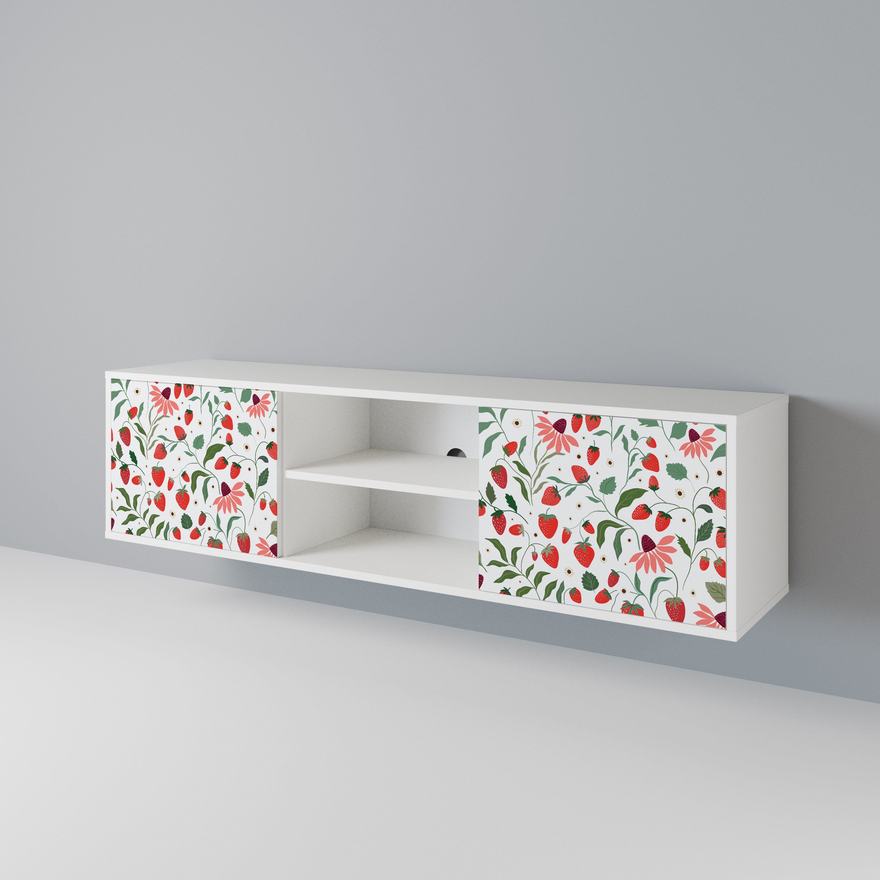FLOWERS AND STRAWBERRIES Mueble de TV de 2 Puertas