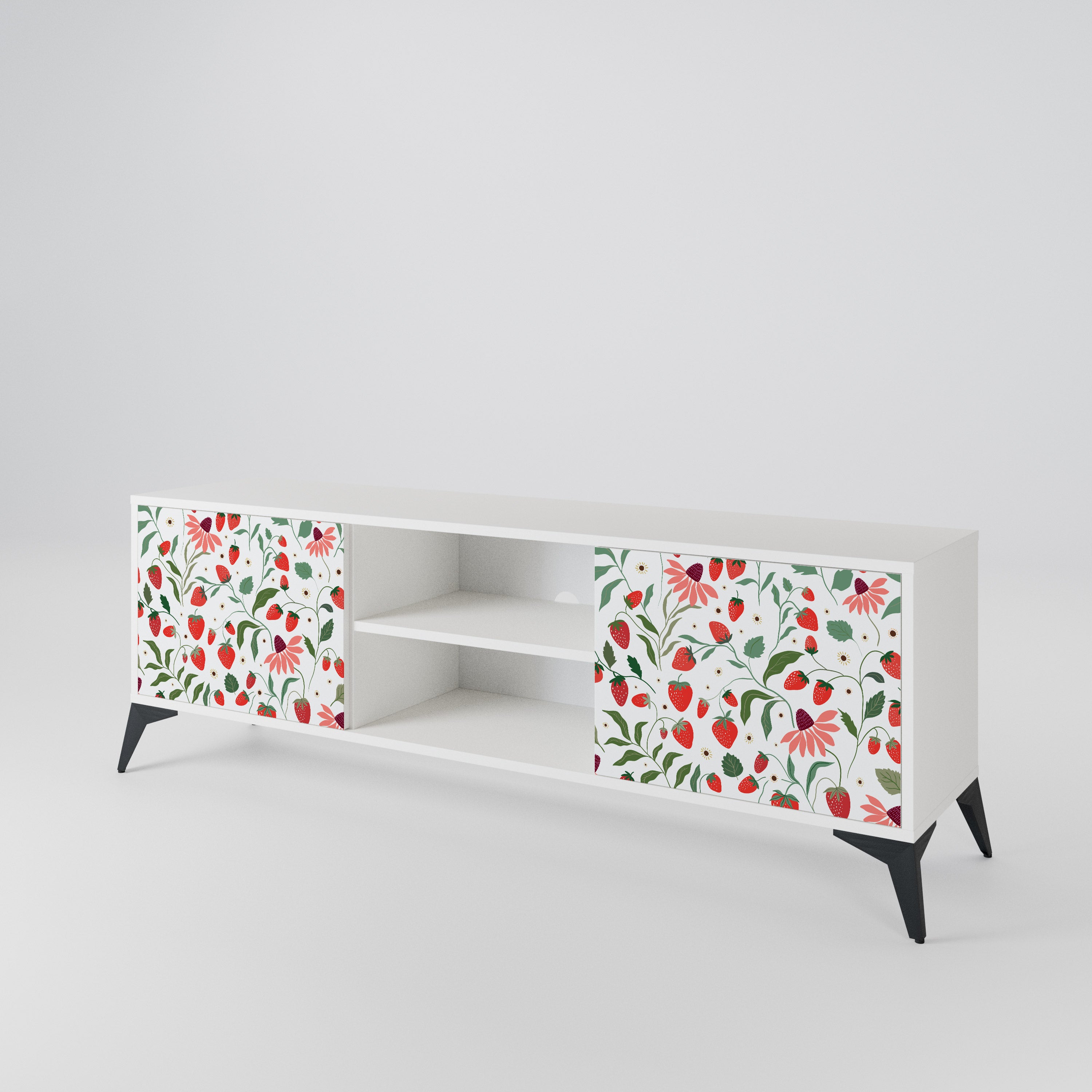 FLOWERS AND STRAWBERRIES Mueble de TV de 2 Puertas