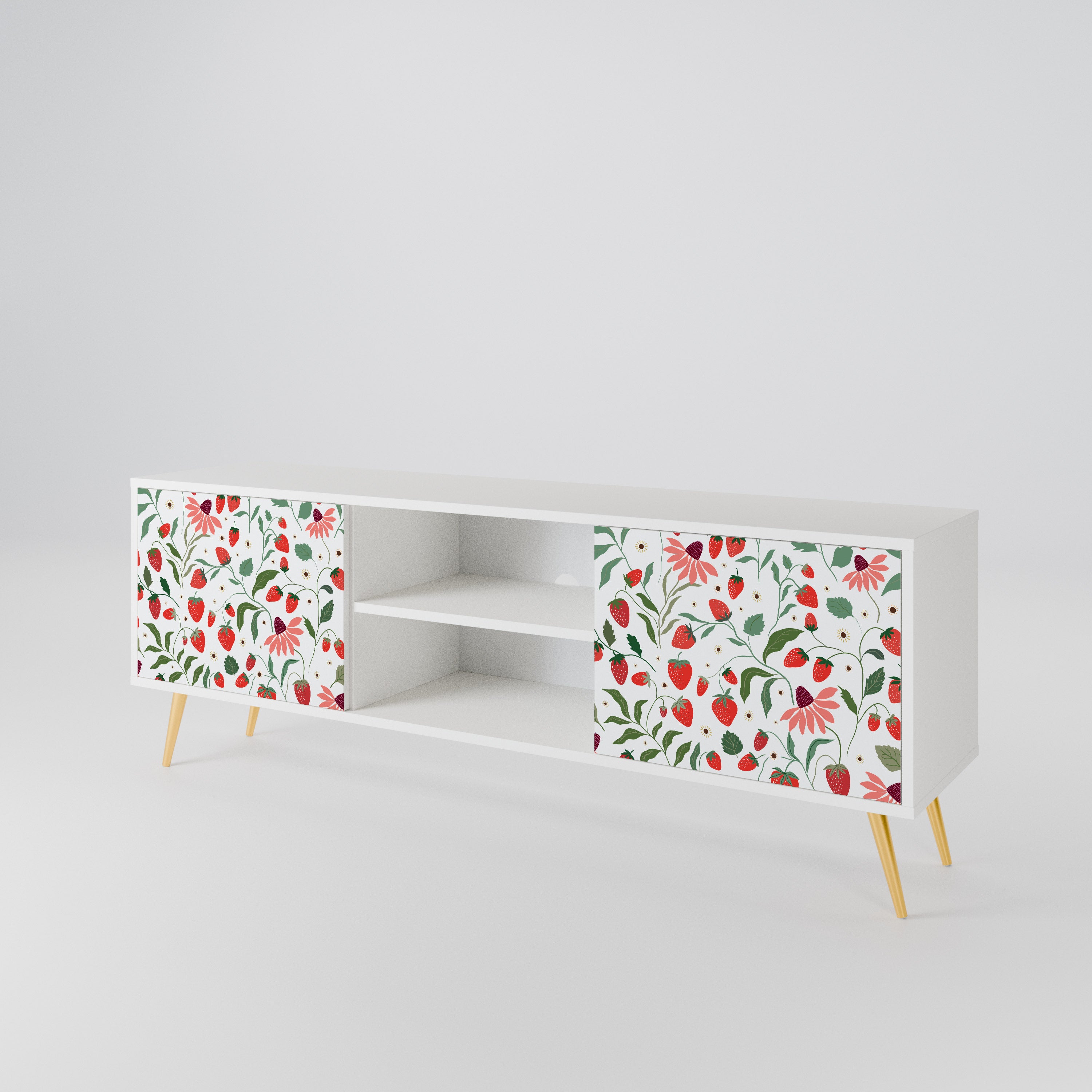 FLOWERS AND STRAWBERRIES Mueble de TV de 2 Puertas