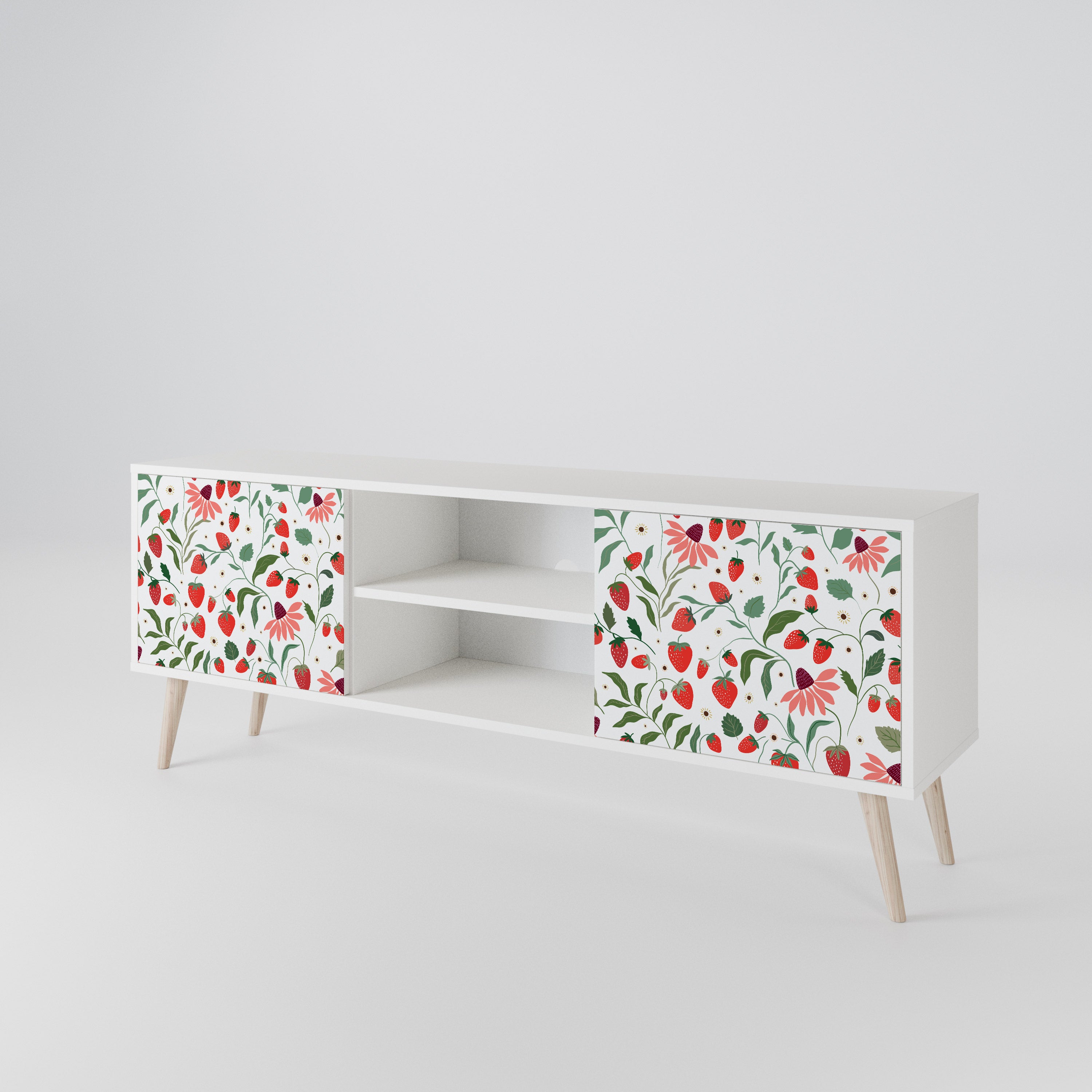 FLOWERS AND STRAWBERRIES Mueble de TV de 2 Puertas
