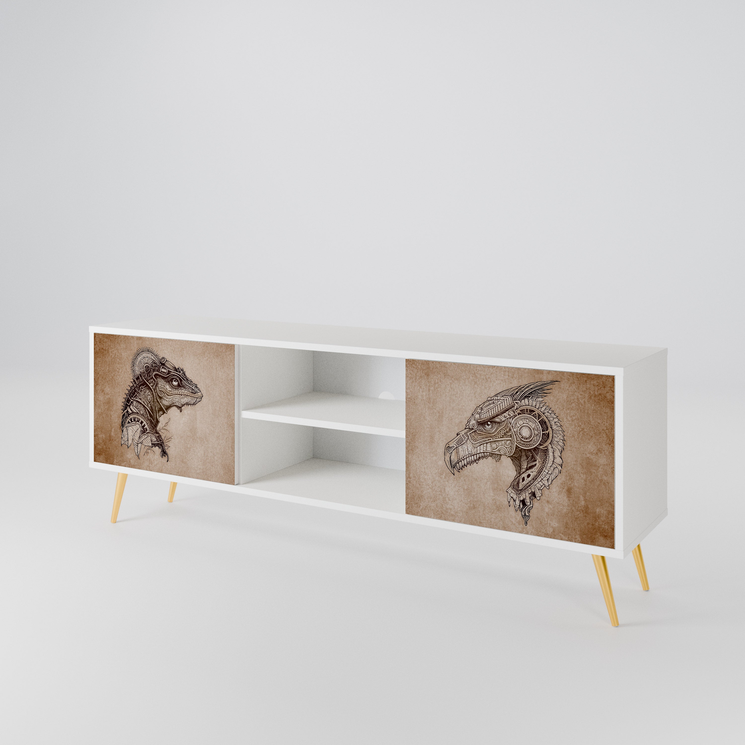STEAMPUNK CLAN Mueble de TV de 2 Puertas