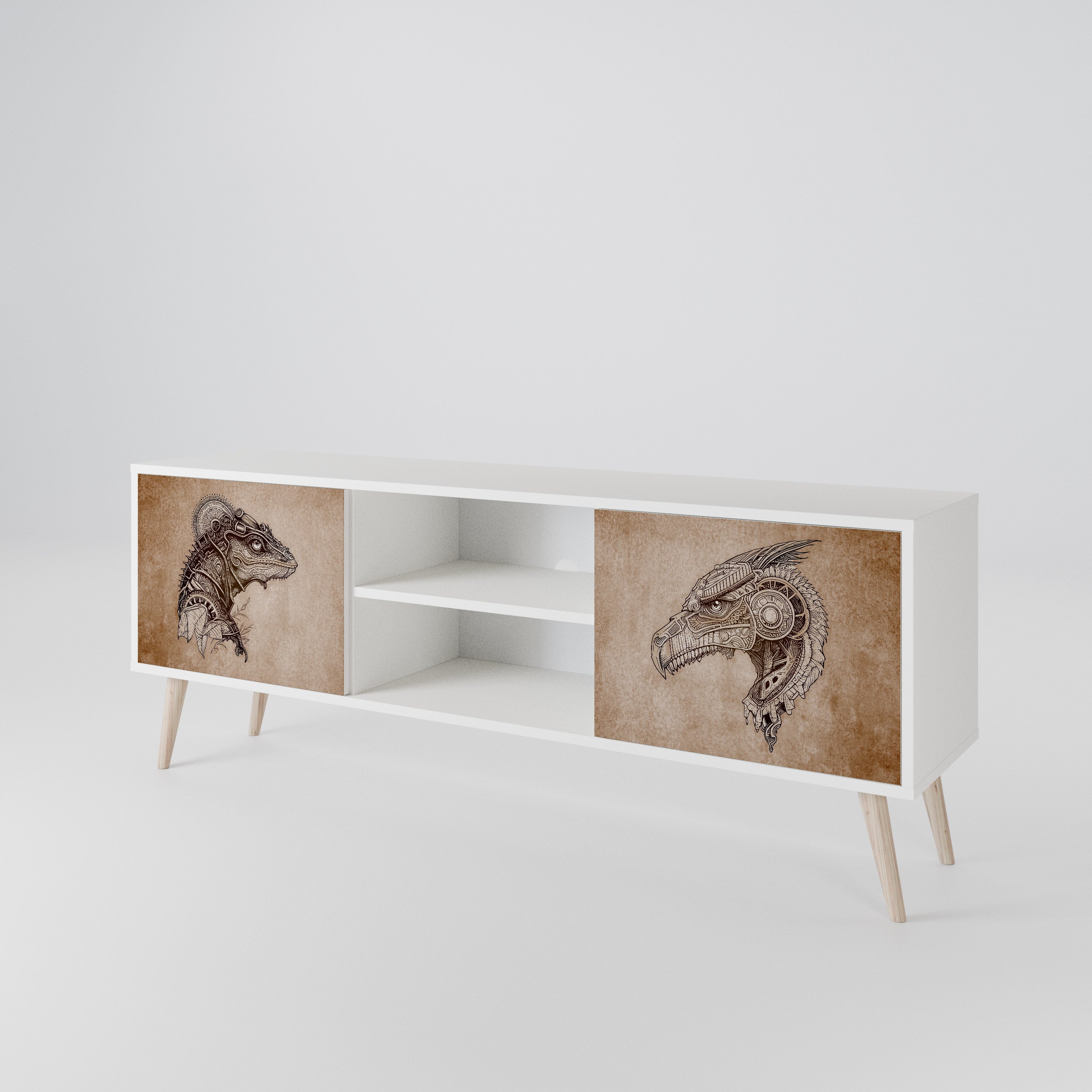 STEAMPUNK CLAN Mueble de TV de 2 Puertas