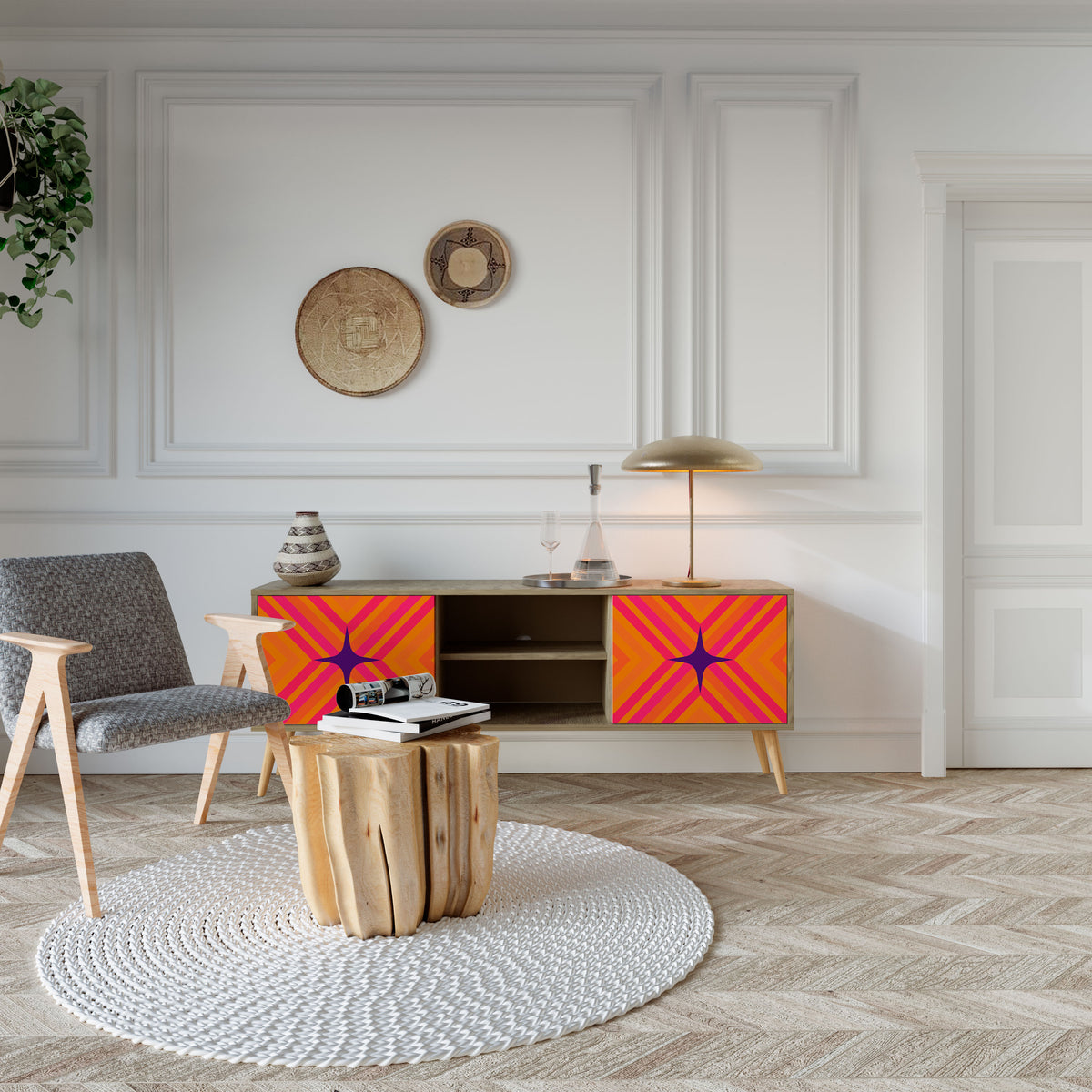 GEOMETRIC BRILLIANCE Mueble de TV de 2 Puertas