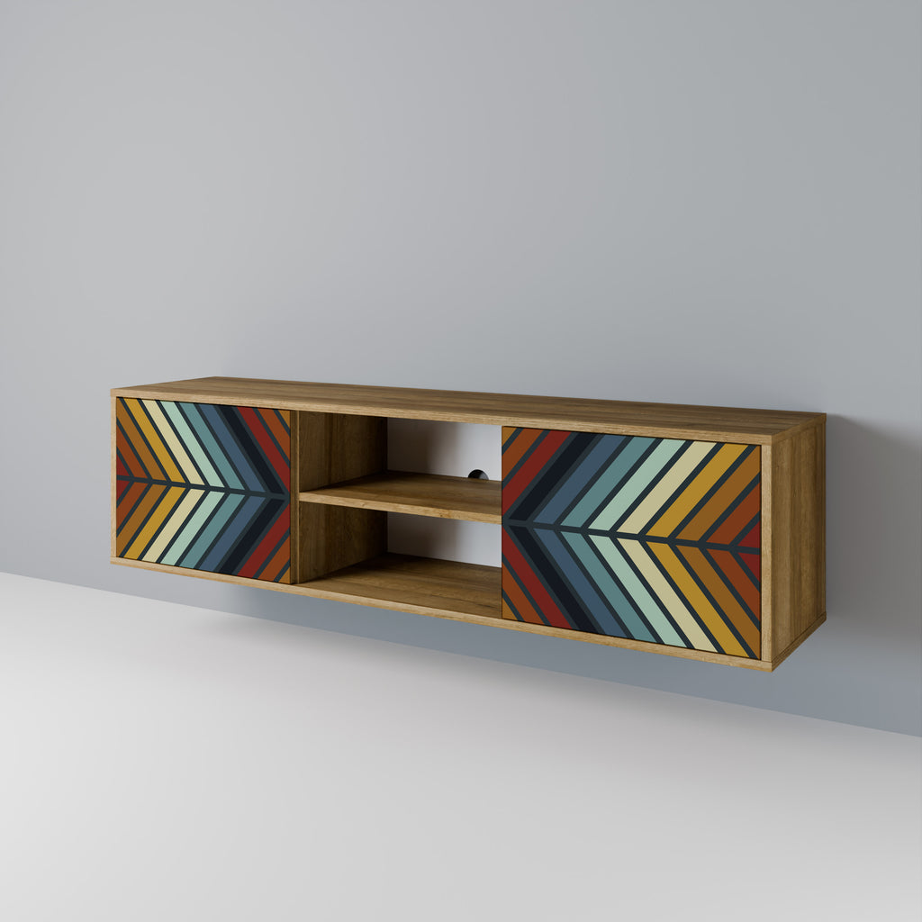 Mueble de TV INDIGENOUS ZIGZAG de 2 puertas con efecto roble