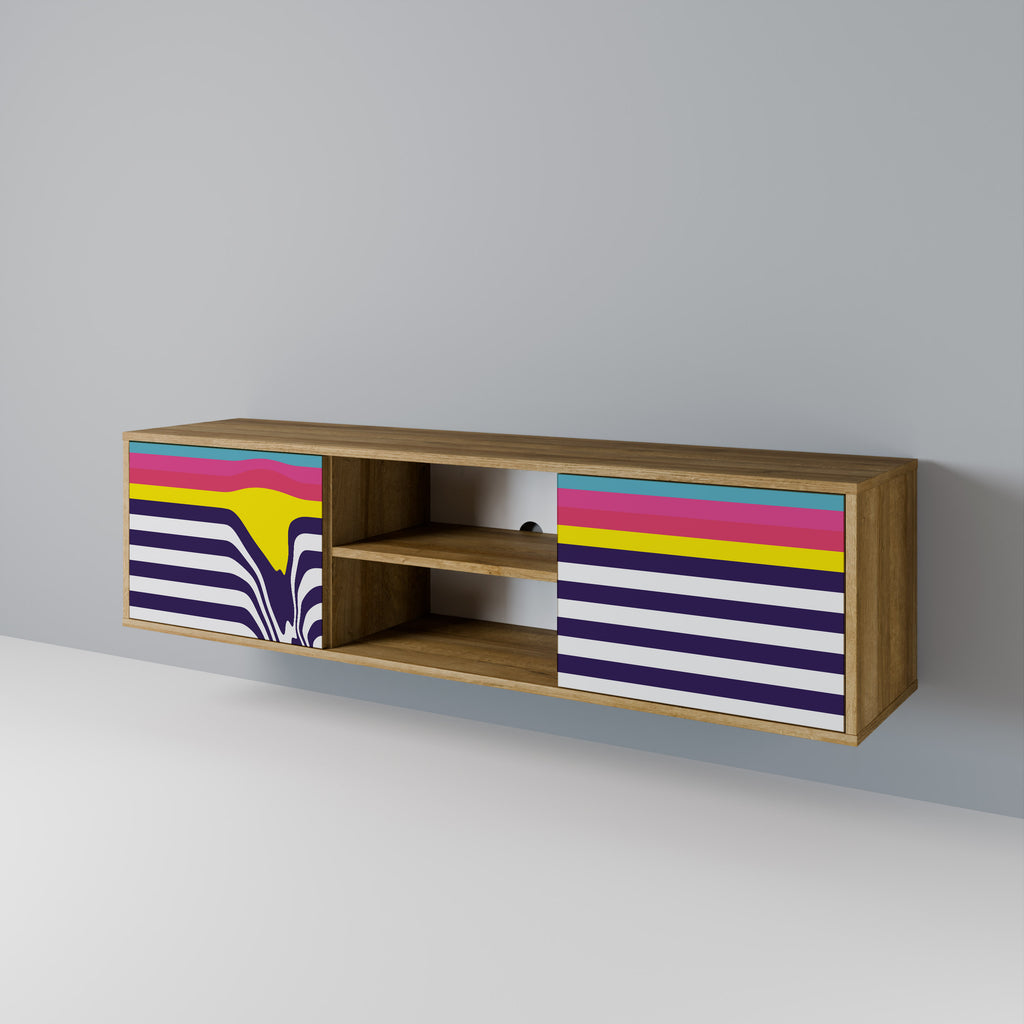 Mueble de TV de 2 puertas COLORFUL DIVERSION con efecto roble