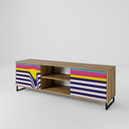COLORFUL DIVERSION Mueble de TV de 2 Puertas en Efecto Roble