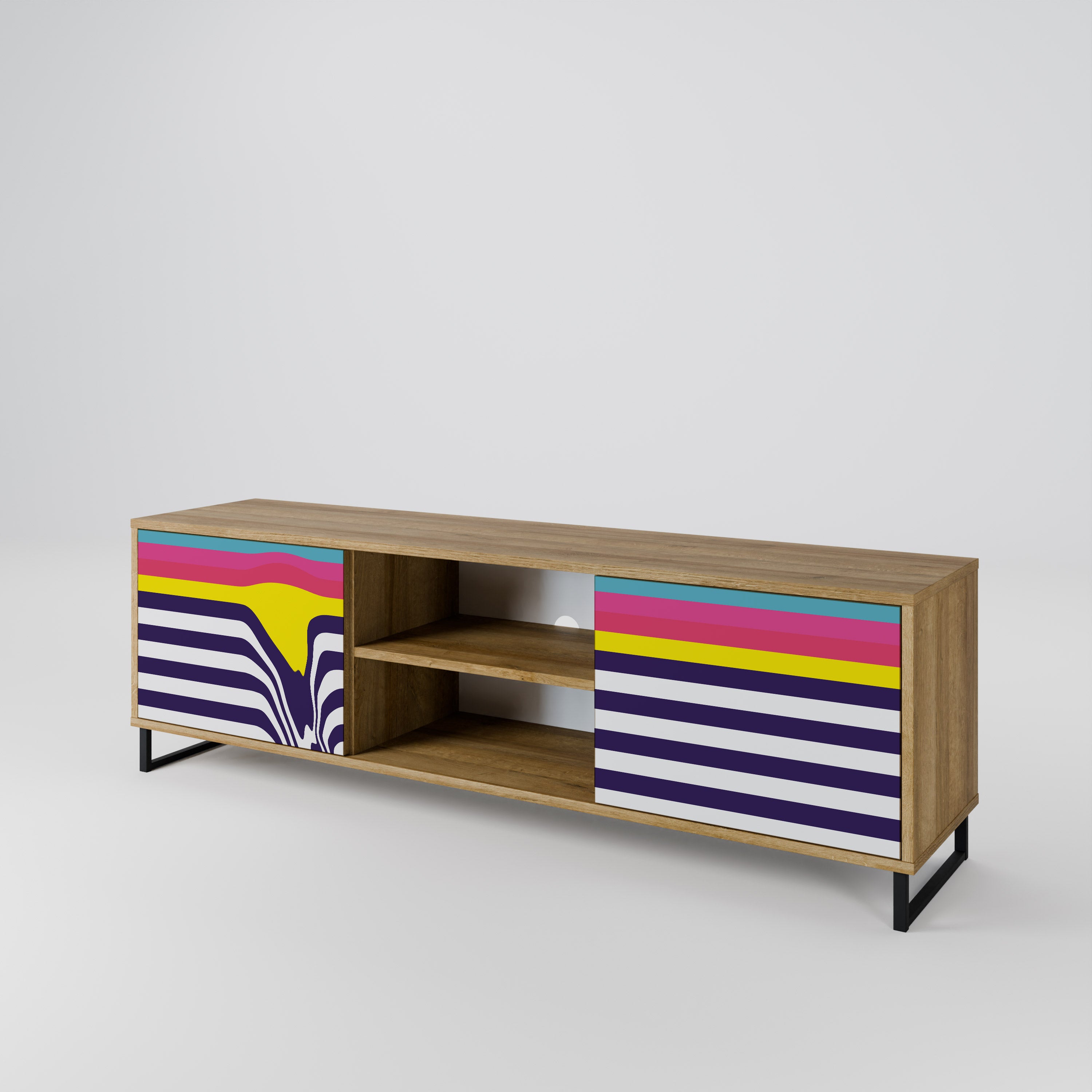 Mueble de TV de 2 puertas COLORFUL DIVERSION con efecto roble
