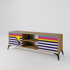COLORFUL DIVERSION Mueble de TV de 2 Puertas en Efecto Roble